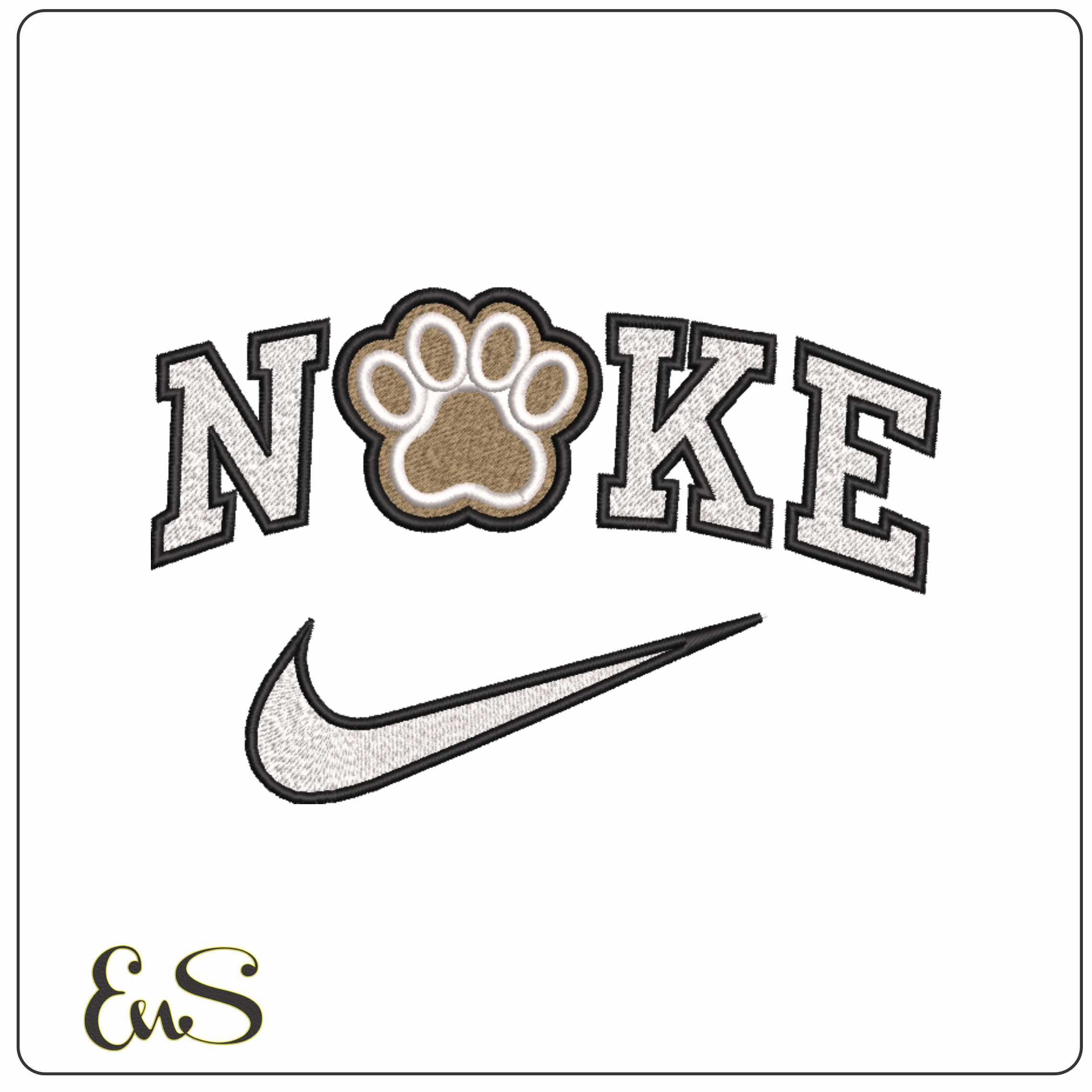 Nike Bryant Bulldog Paw Alternative Bryant University - Elegant embroidery design file-instant download