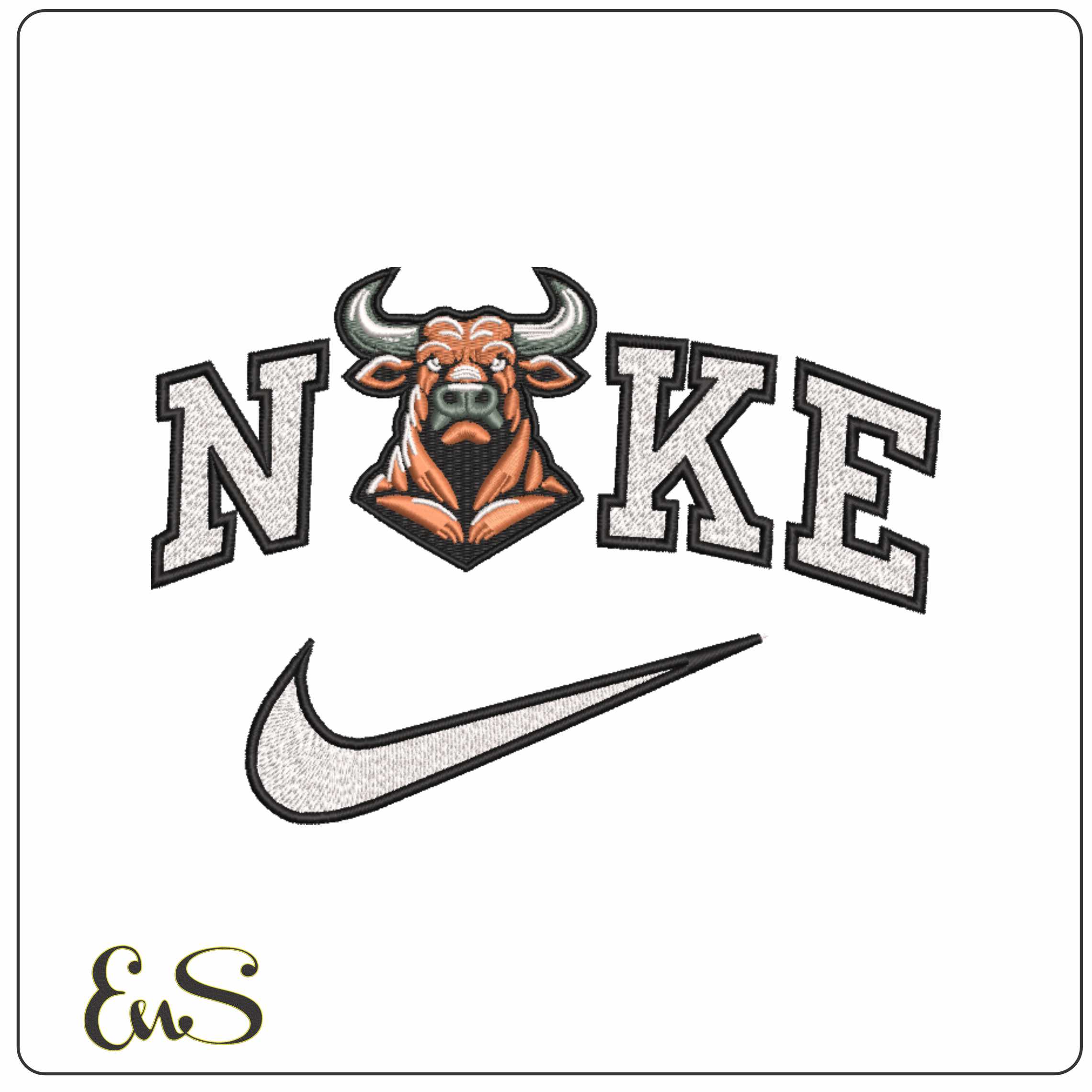 Nike Bulls Face - Elegant embroidery design file-instant download
