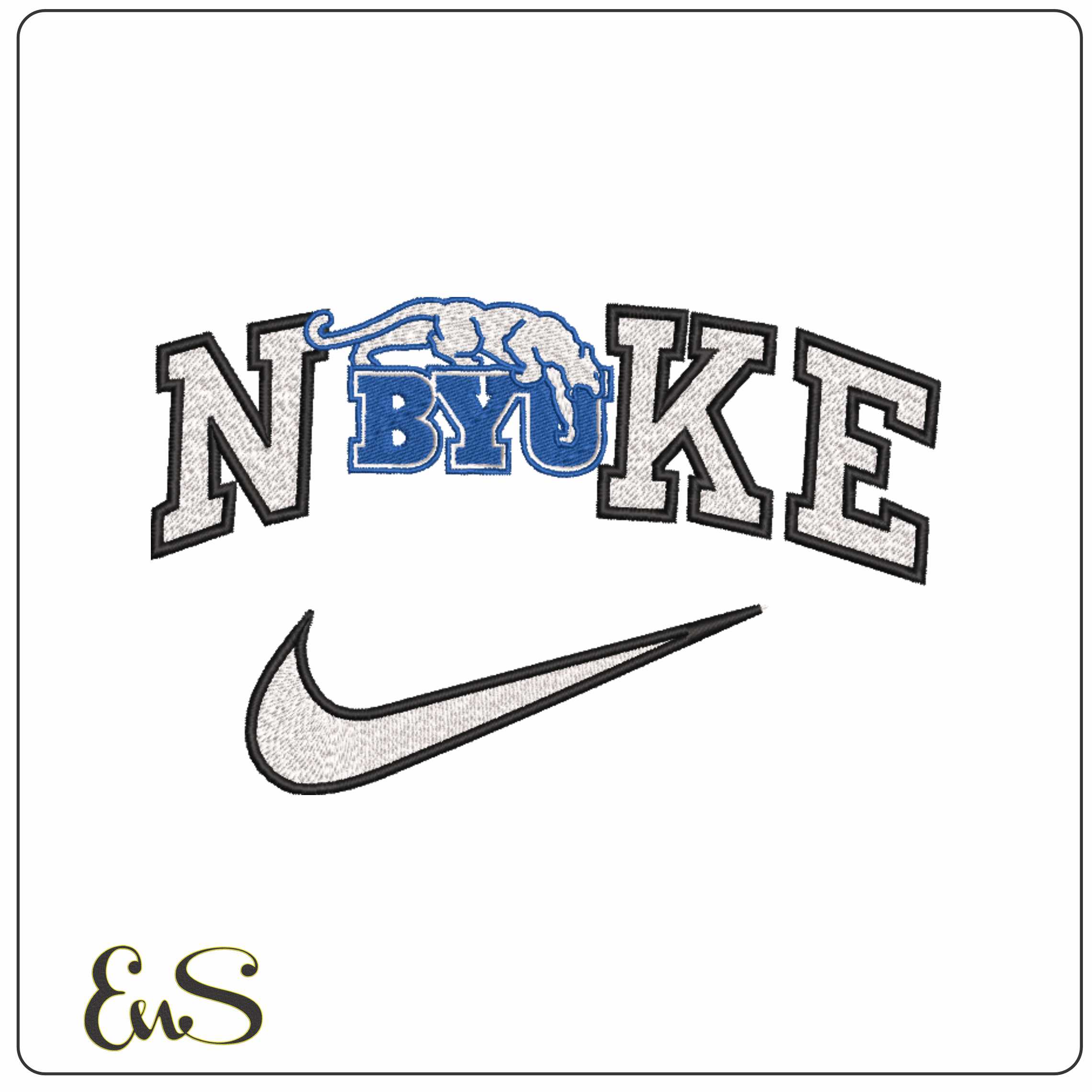 Nike BYU Cougars 1982 to 1999 Brigham Young University    - Elegant embroidery design file-instant download
