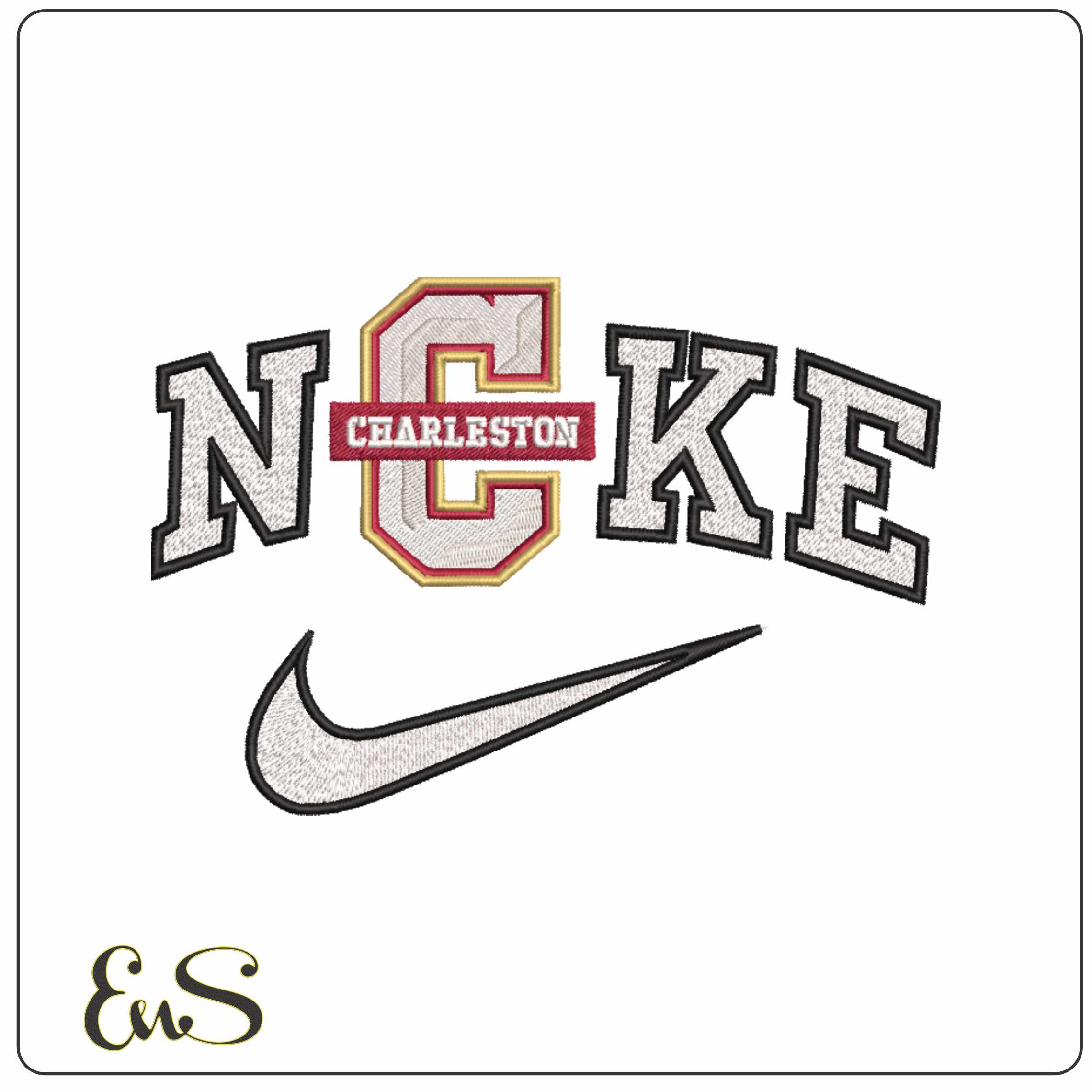 Nike Charleston Cougars 2013 on College of Charleston    - Elegant embroidery design file-instant download