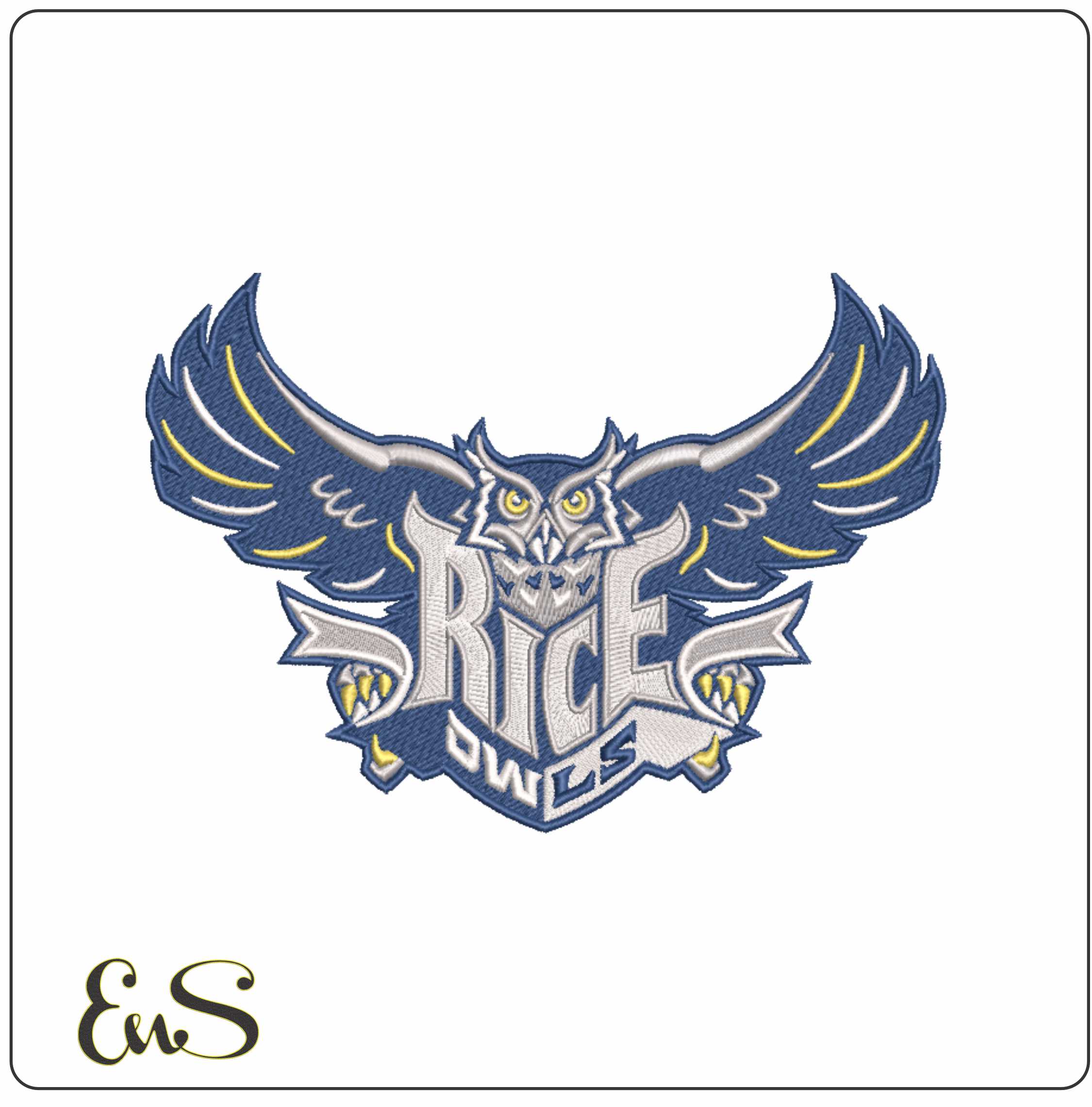 Rice Owls embroidery design - Rice Owls University men's football embroidery machine pattern embroidery file - instant download