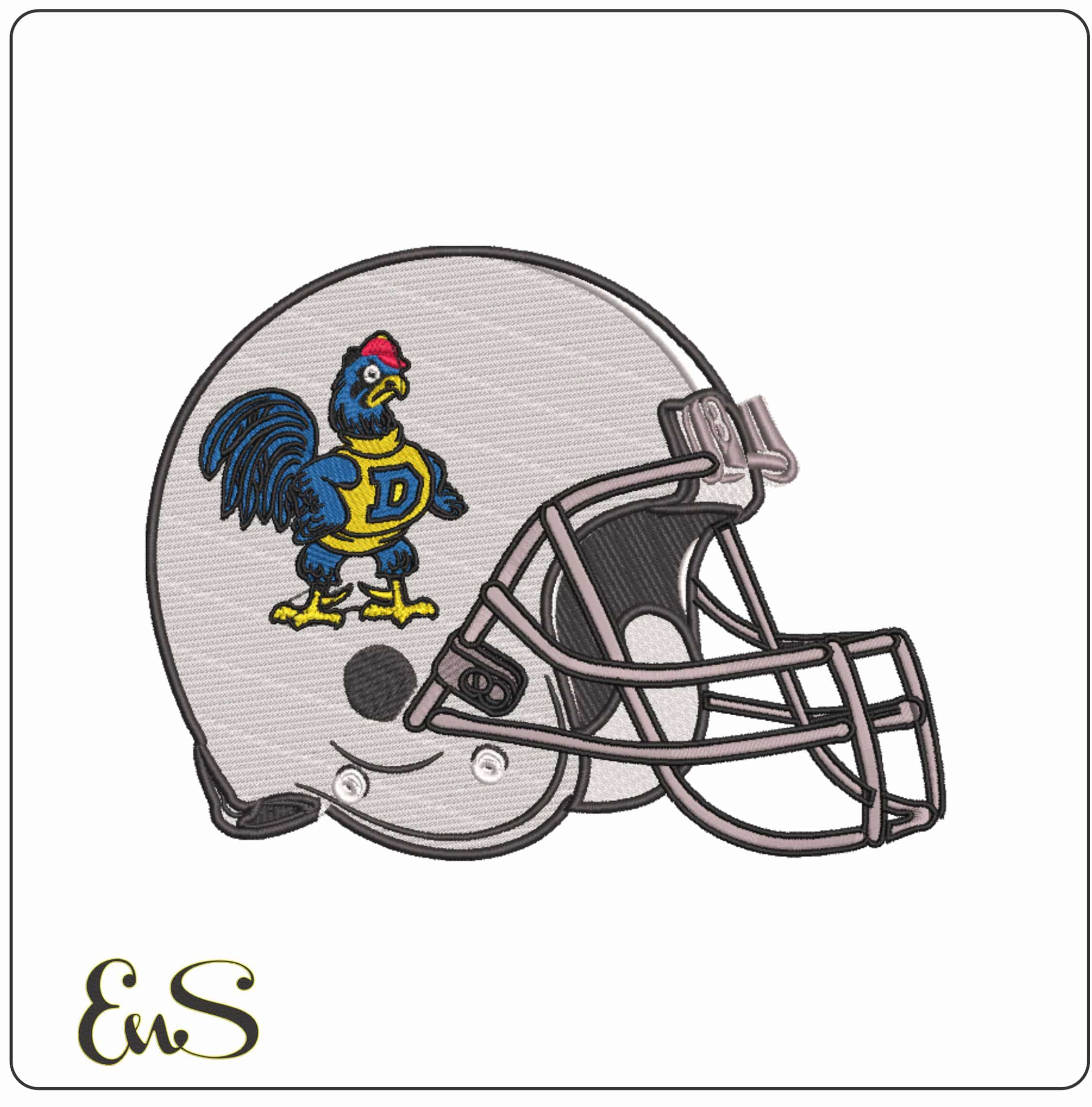 American Football Helmet Delaware Blue Hens Logo 1967 1987   - Elegant embroidery design file-instant download