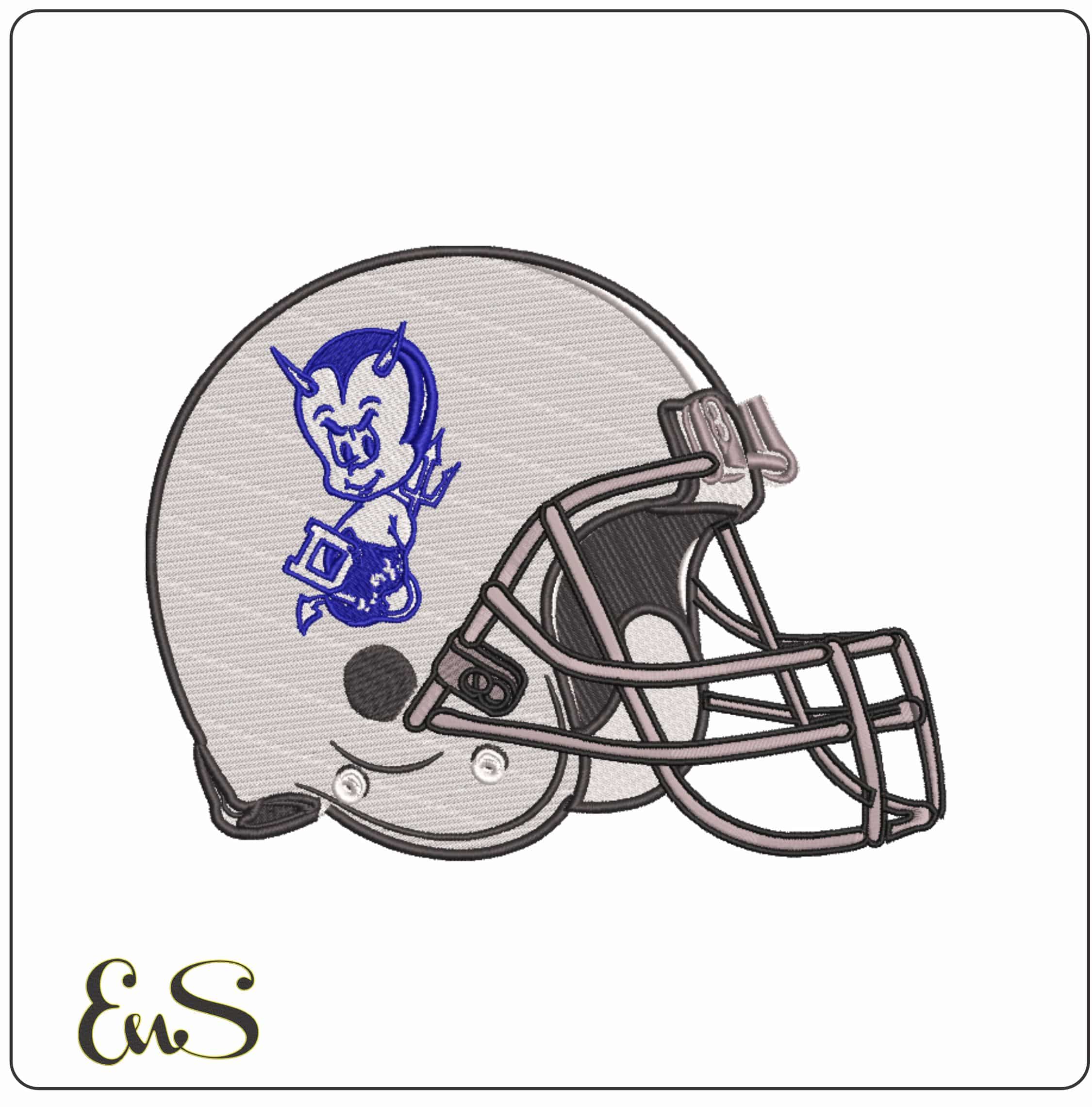 American Football Helmet Duke Blue Devils Mascot University - Elegant embroidery design file-instant download