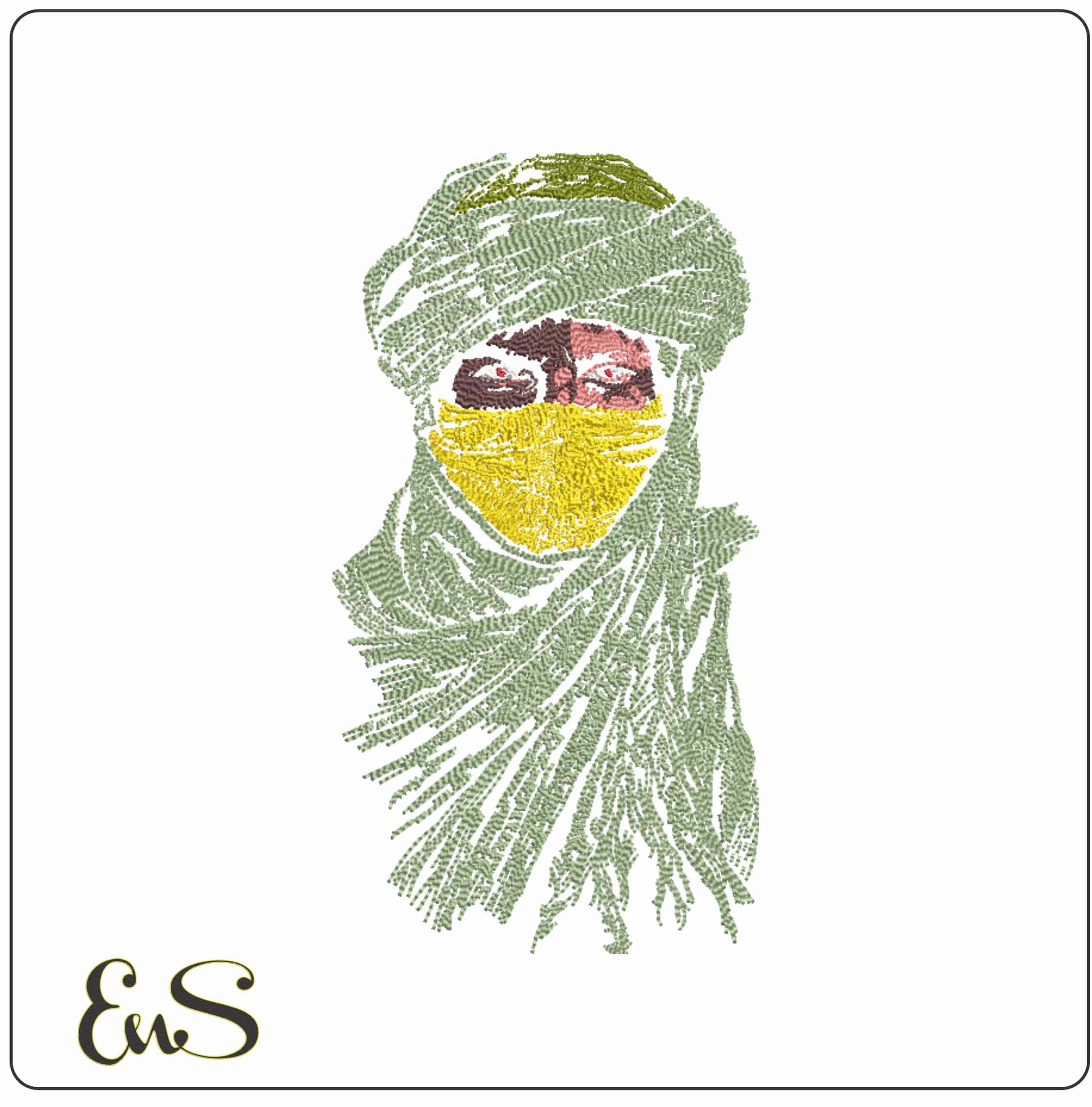 Arab Bedouin Head      - Elegant embroidery design file-instant download