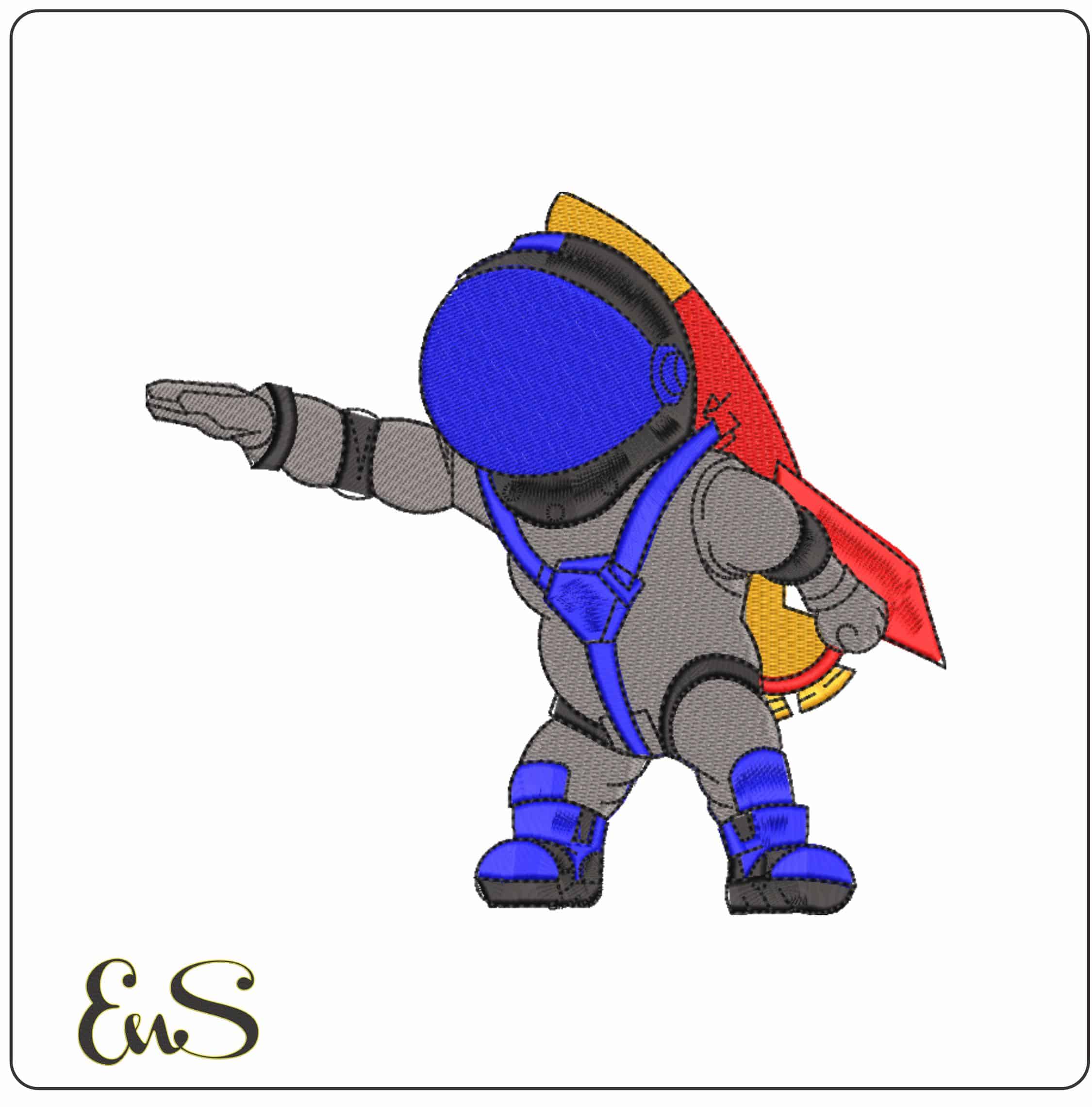 Astronaut Rocket - Elegant embroidery design file-instant download