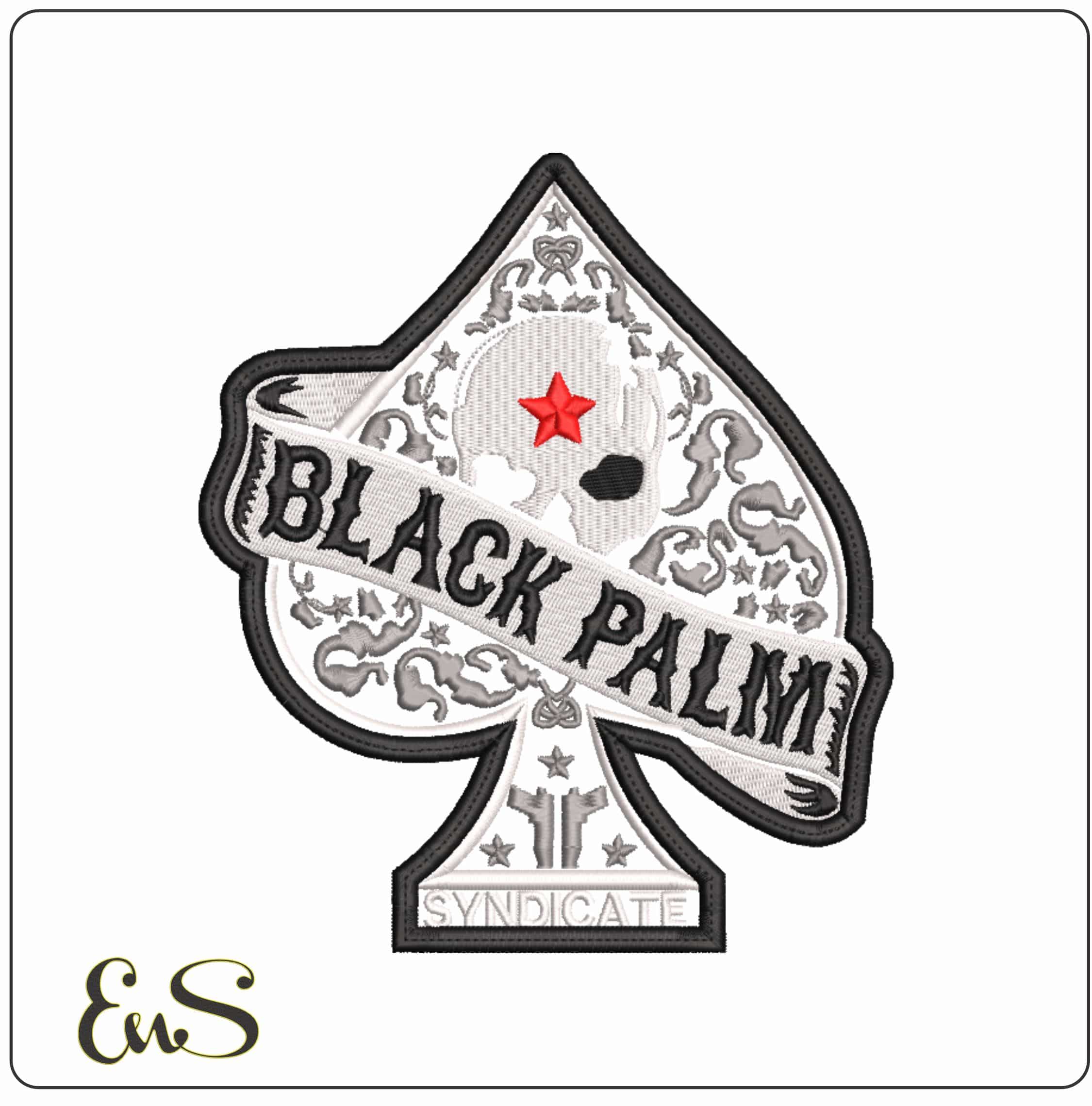 Black Palm Skull Ace of Spades     - Elegant embroidery design file-instant download