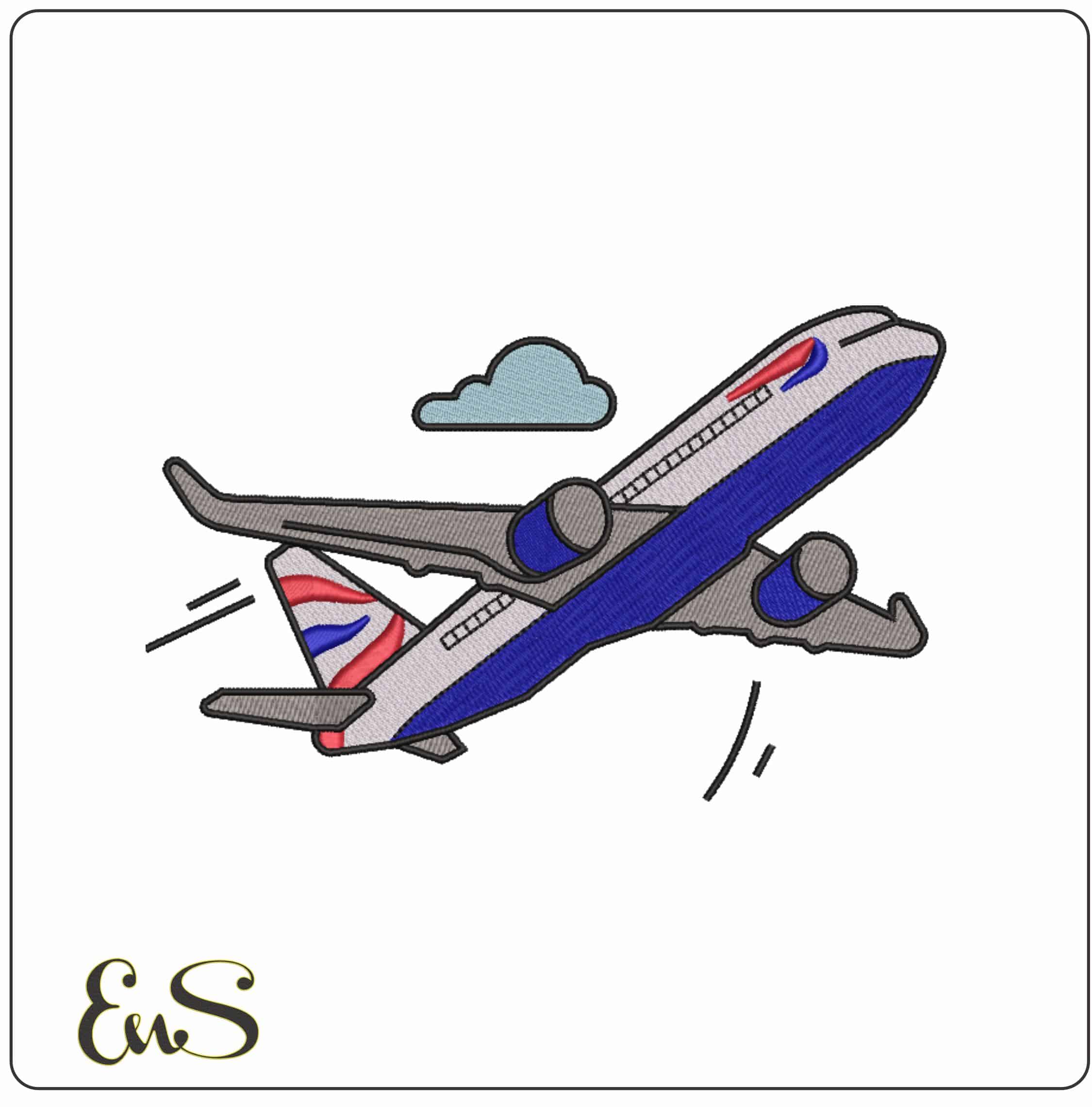British Airways Plane Take off   - Elegant embroidery design file-instant download
