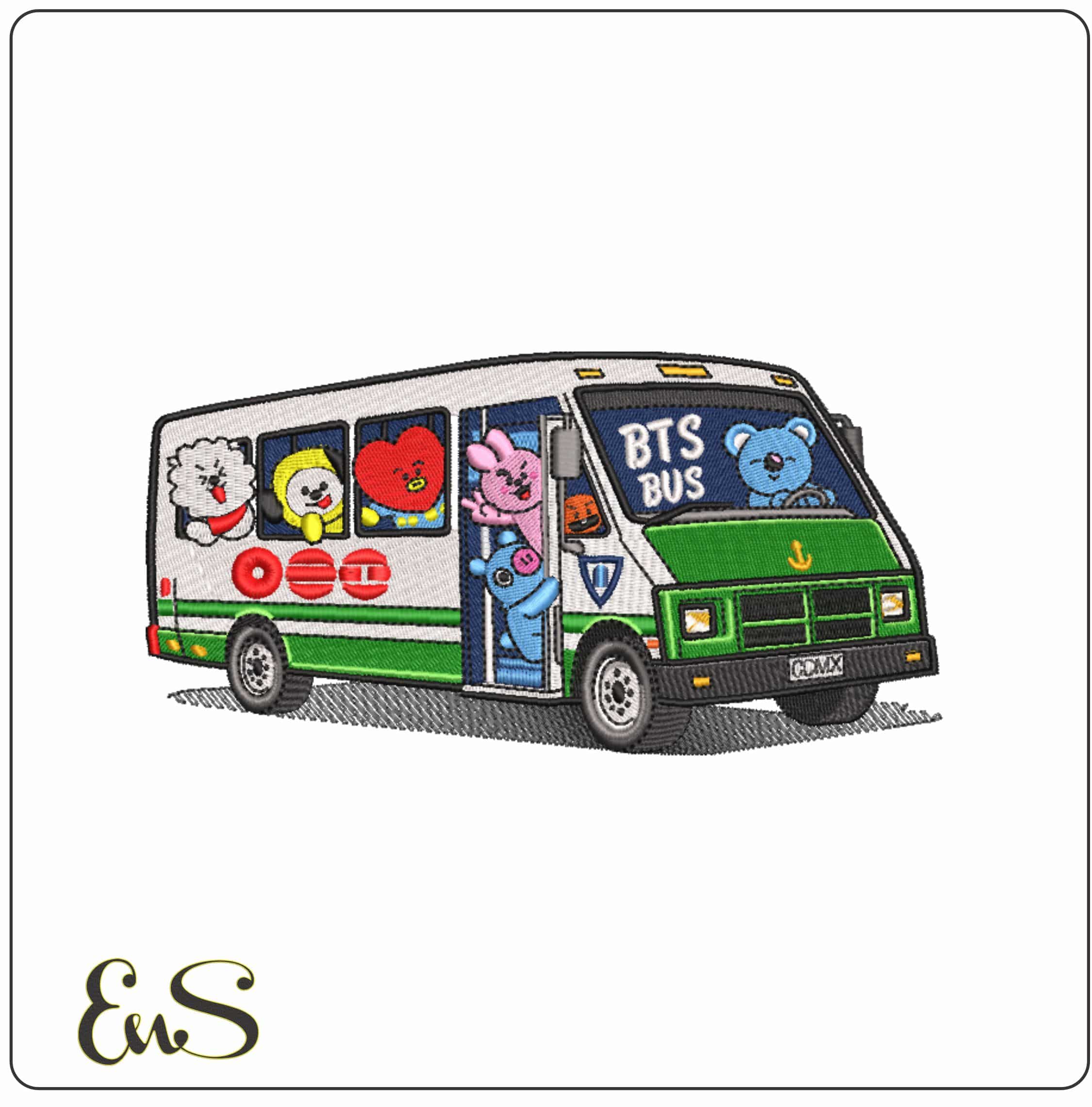 BTS Bus   - Elegant embroidery design file-instant download