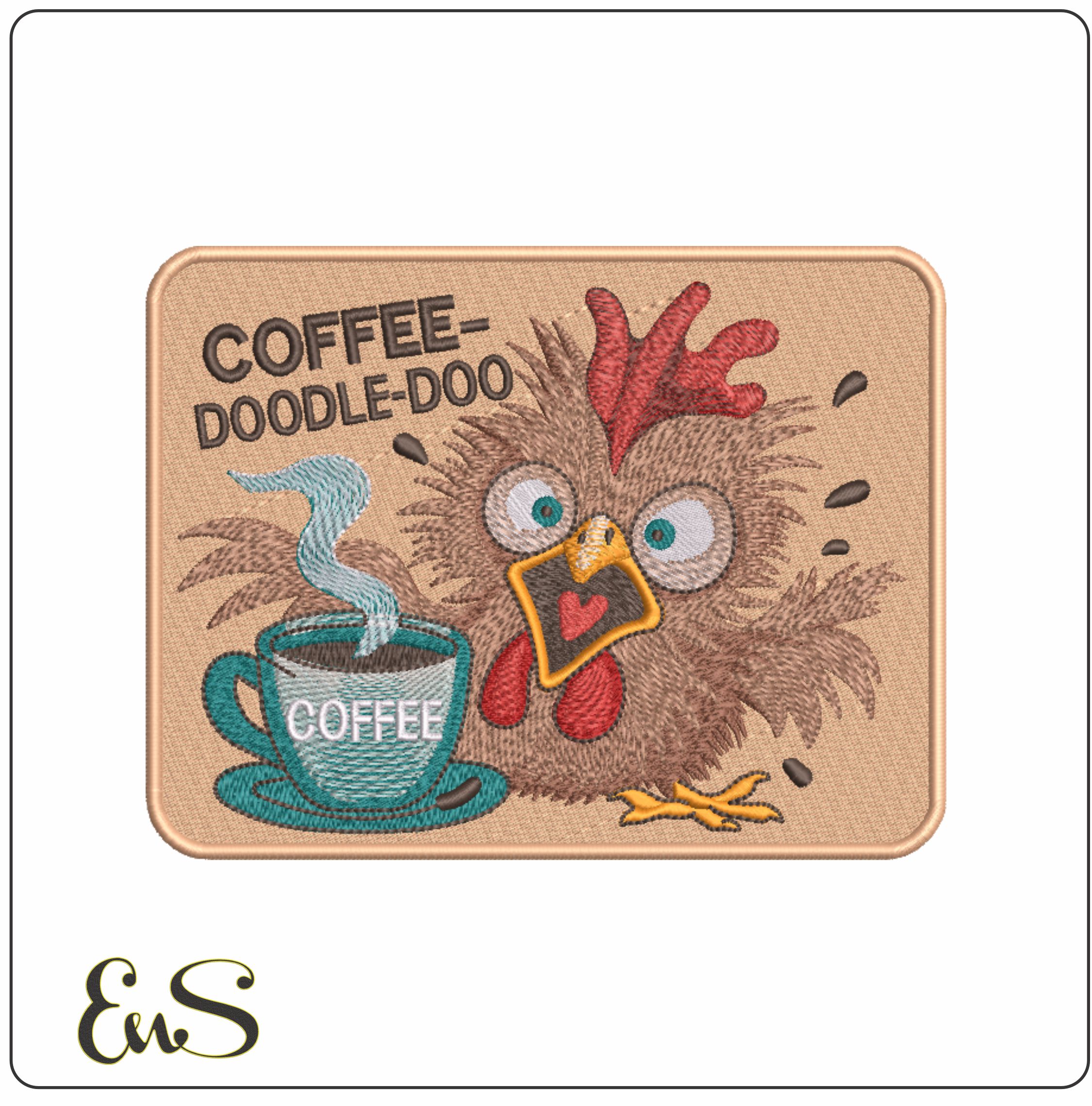 Coffee Doodle Doo   - Elegant embroidery design file-instant download