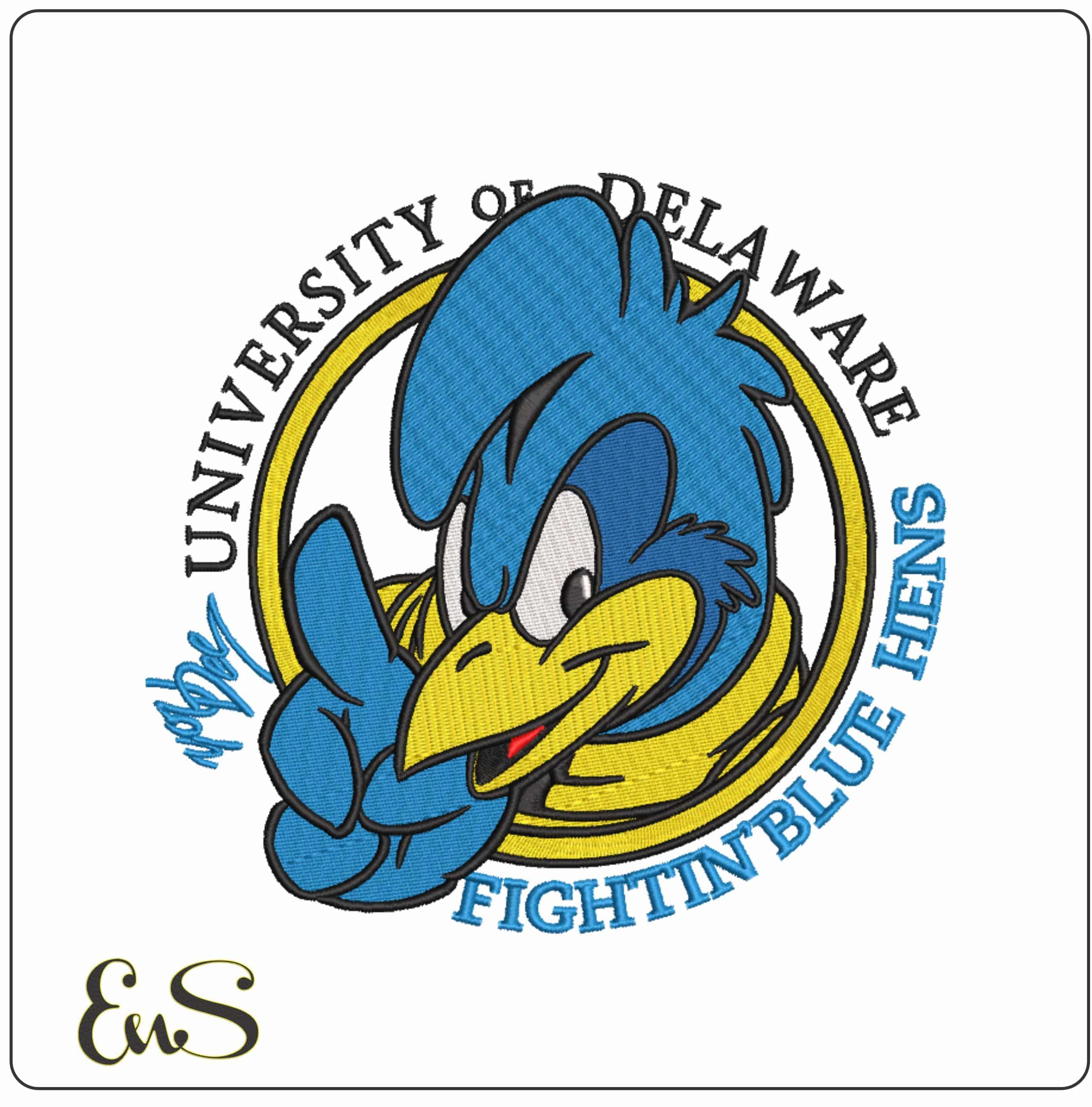 Delaware Blue Hens 1999 to 2009 University of Delaware   - Elegant embroidery design file-instant download