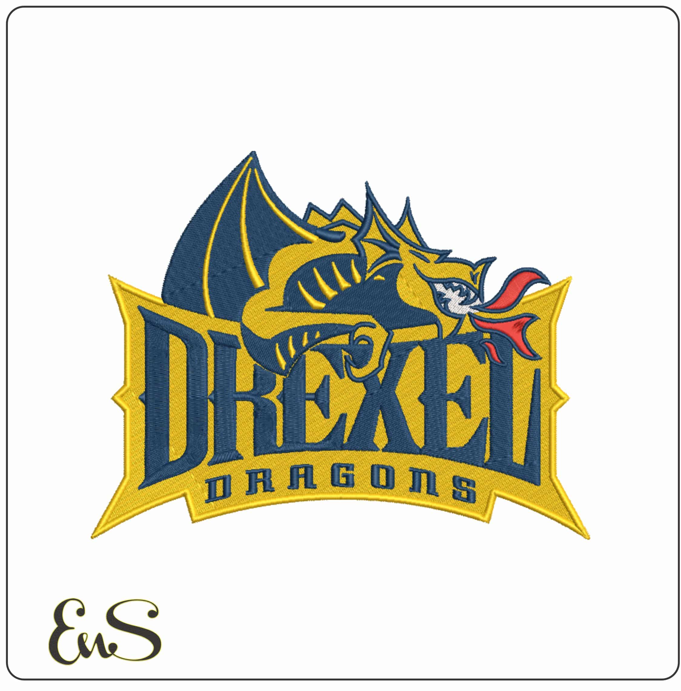 Drexel Dragons 2012 on Drexel University  - Elegant embroidery design file-instant download