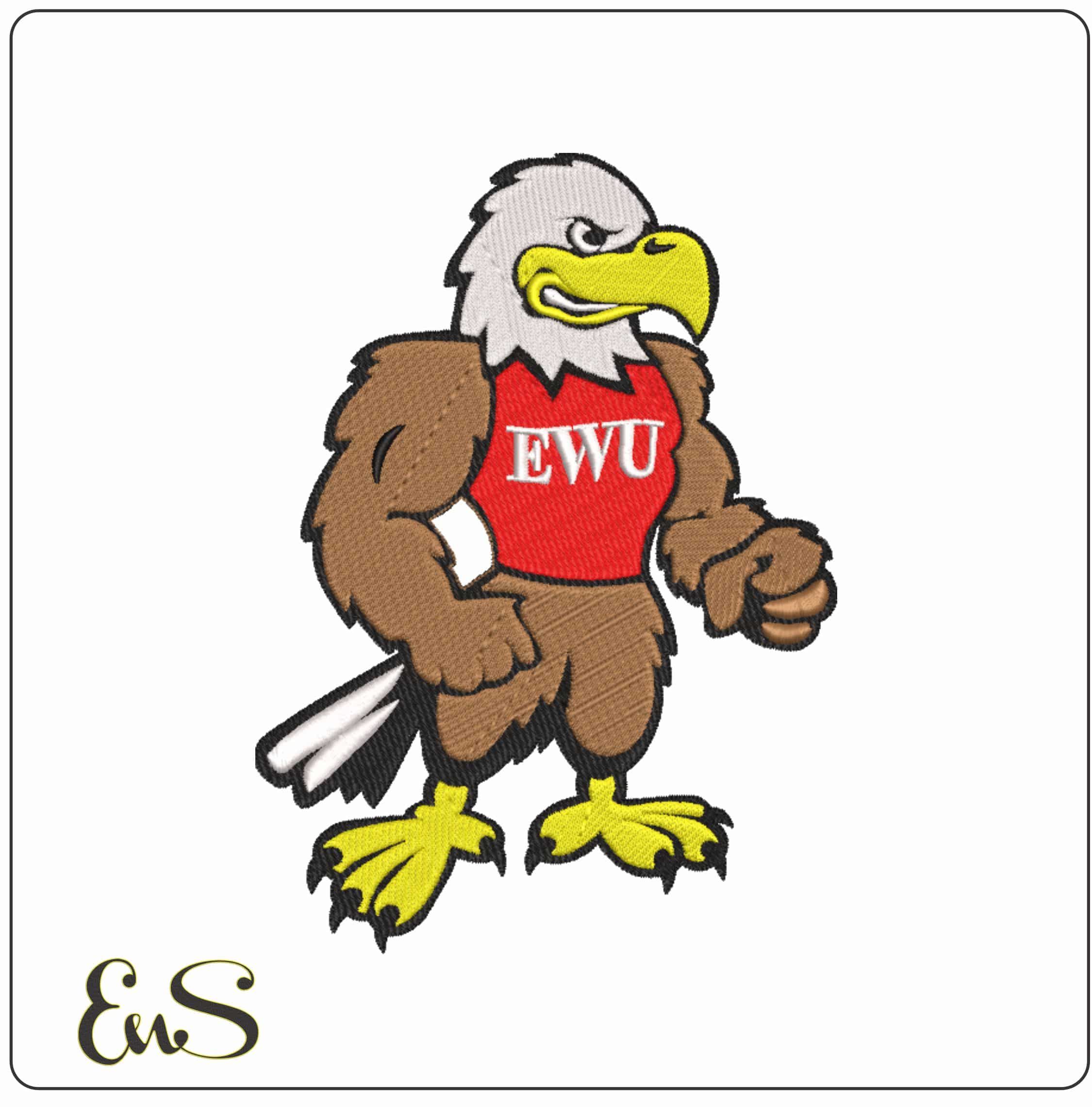 Eastern Washington Eagles Mascot University  - Elegant embroidery design file-instant download