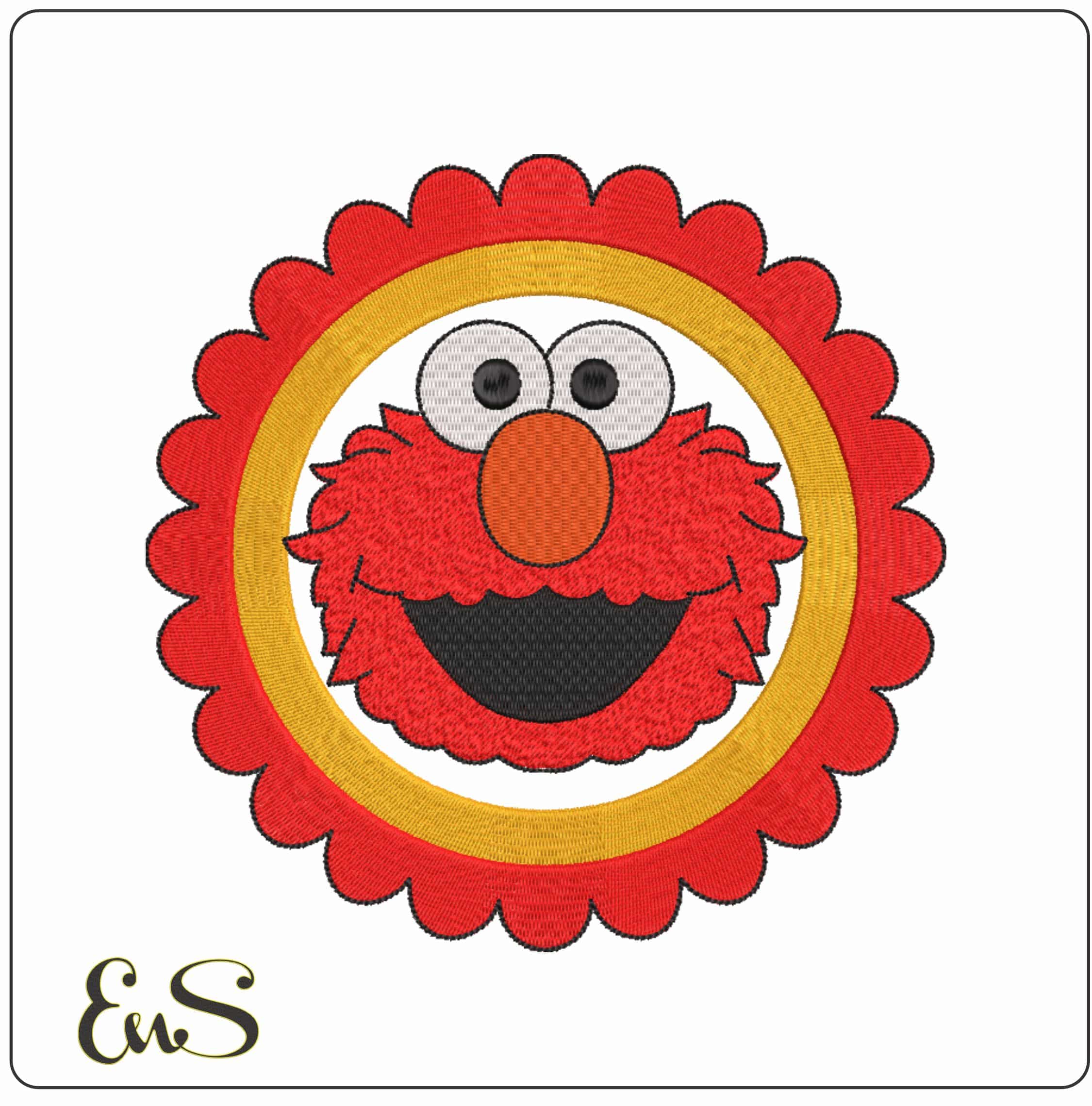 Elmo Face in Flower - Elegant embroidery design file-instant download