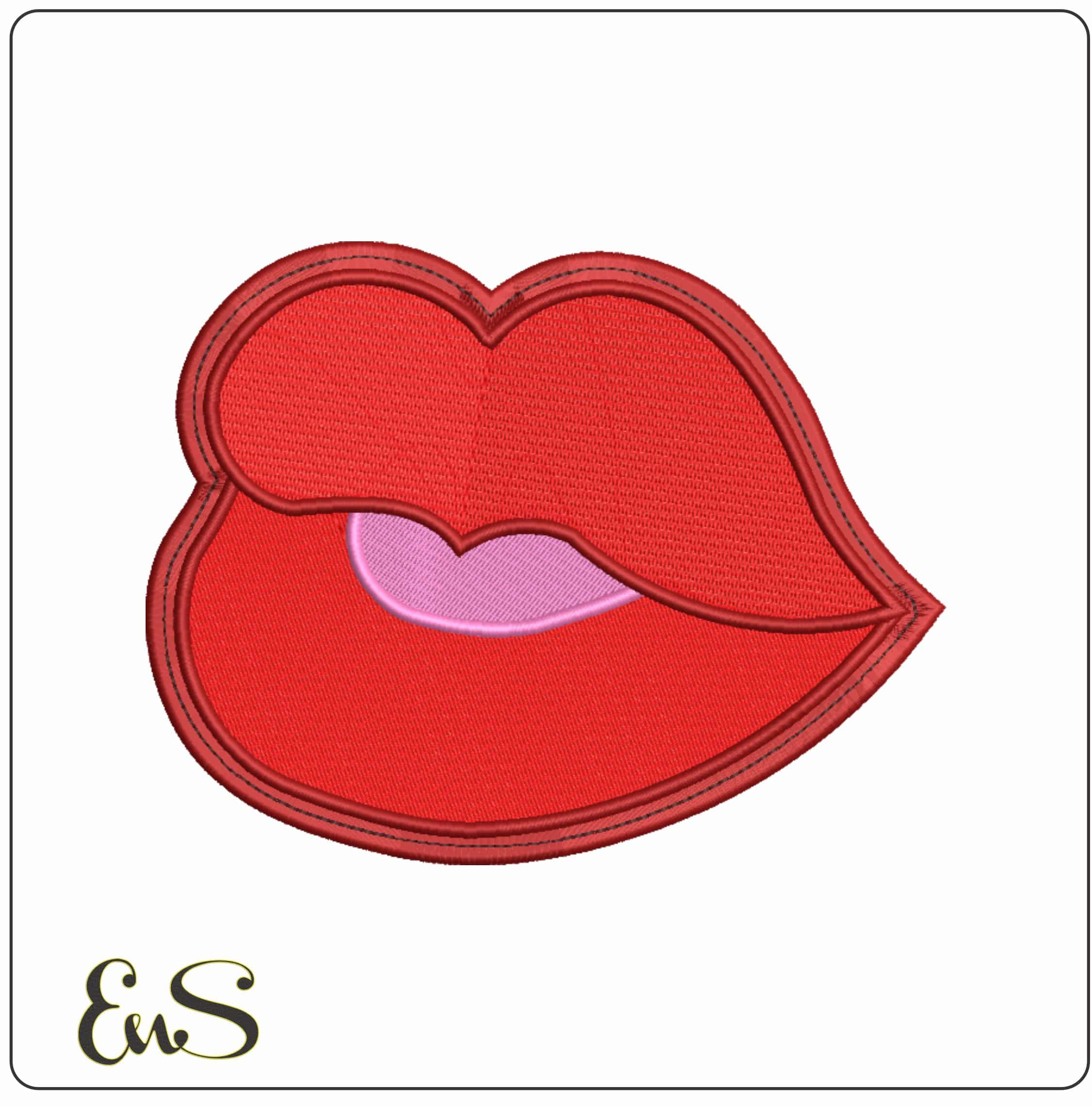 Fat Red Lips  - Elegant embroidery design file-instant download