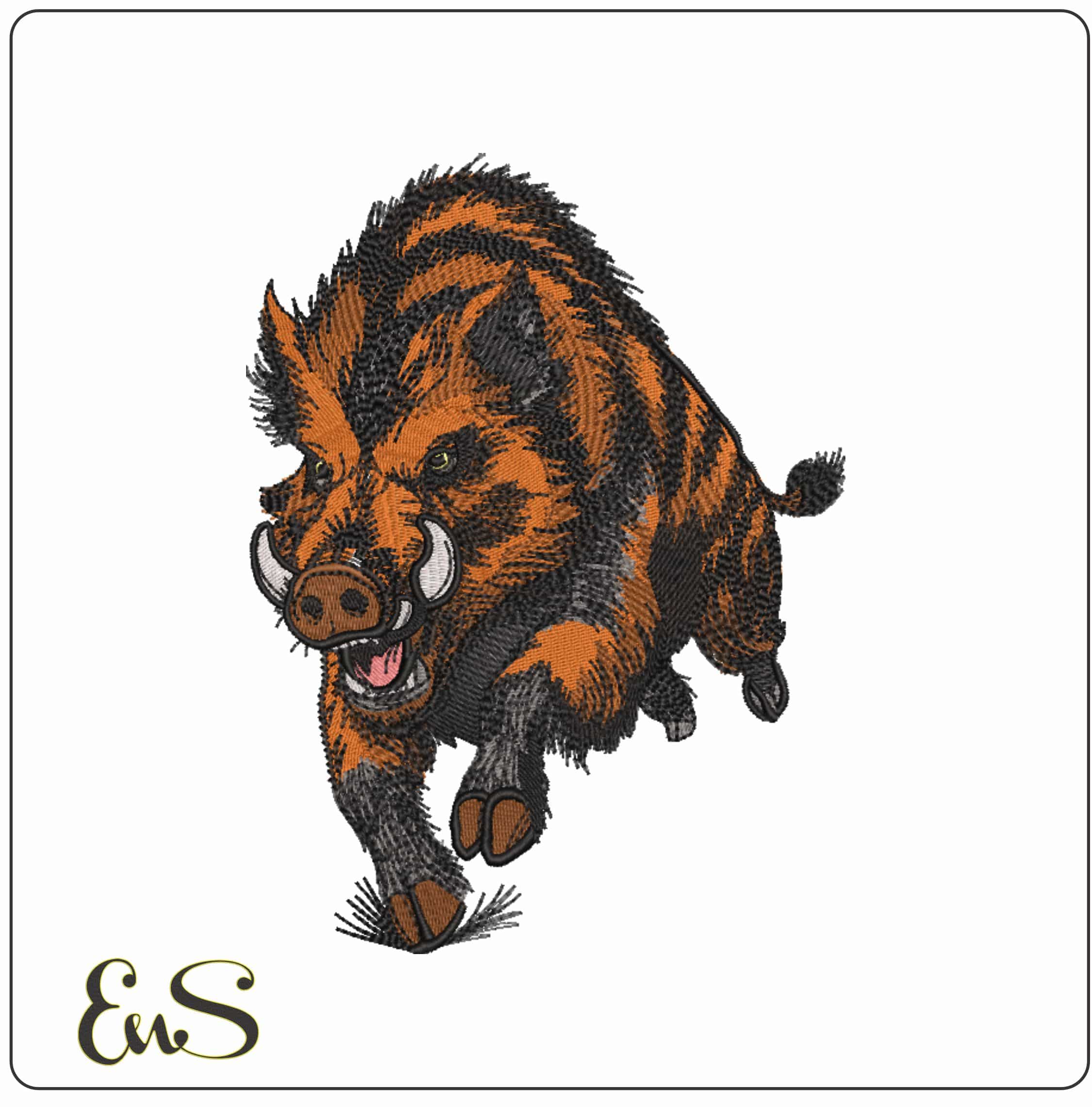 Ferious Wild Boar  - Elegant embroidery design file-instant download