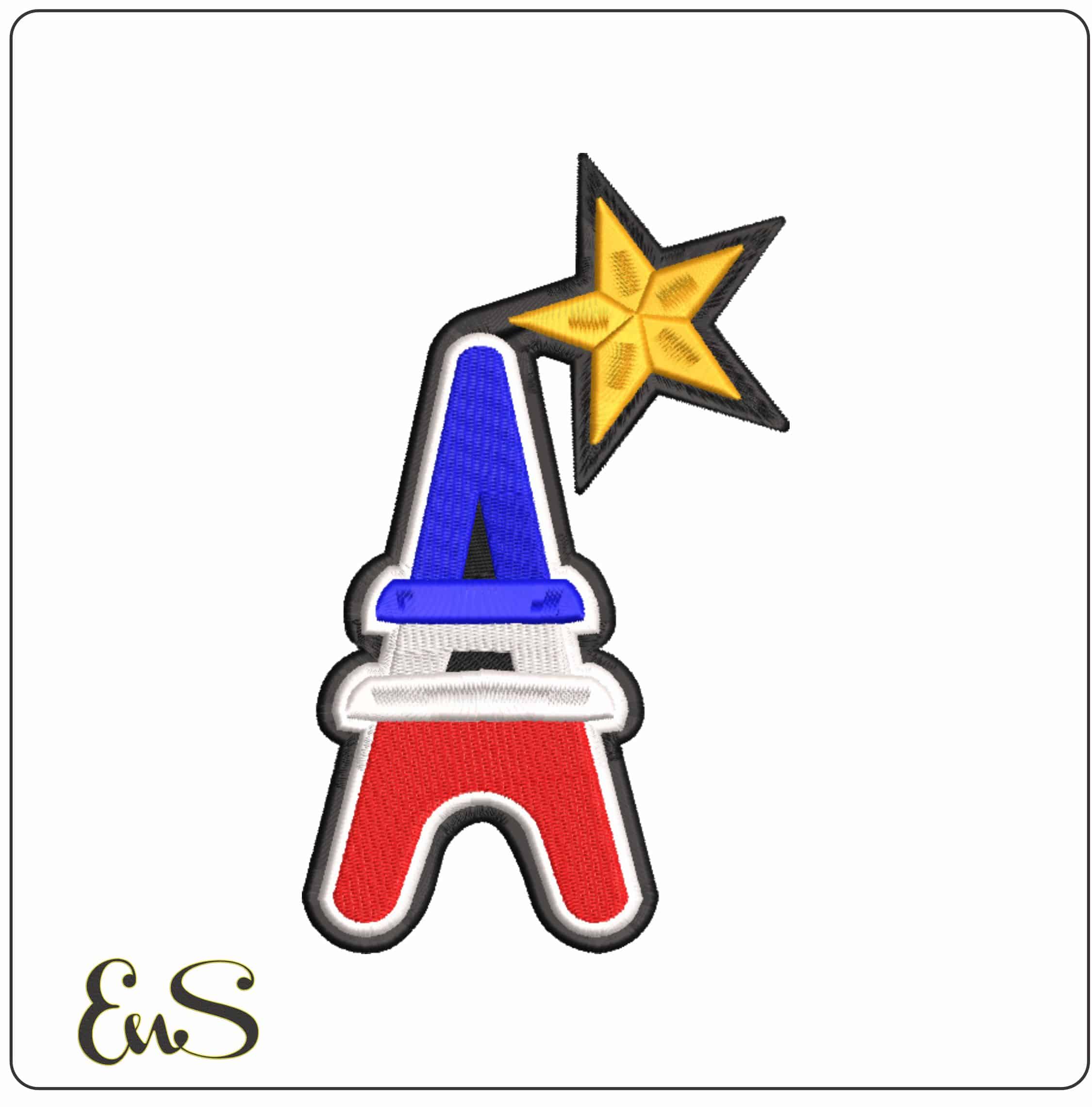 French Flag Eiffel Tower Patch - Elegant embroidery design file-instant download