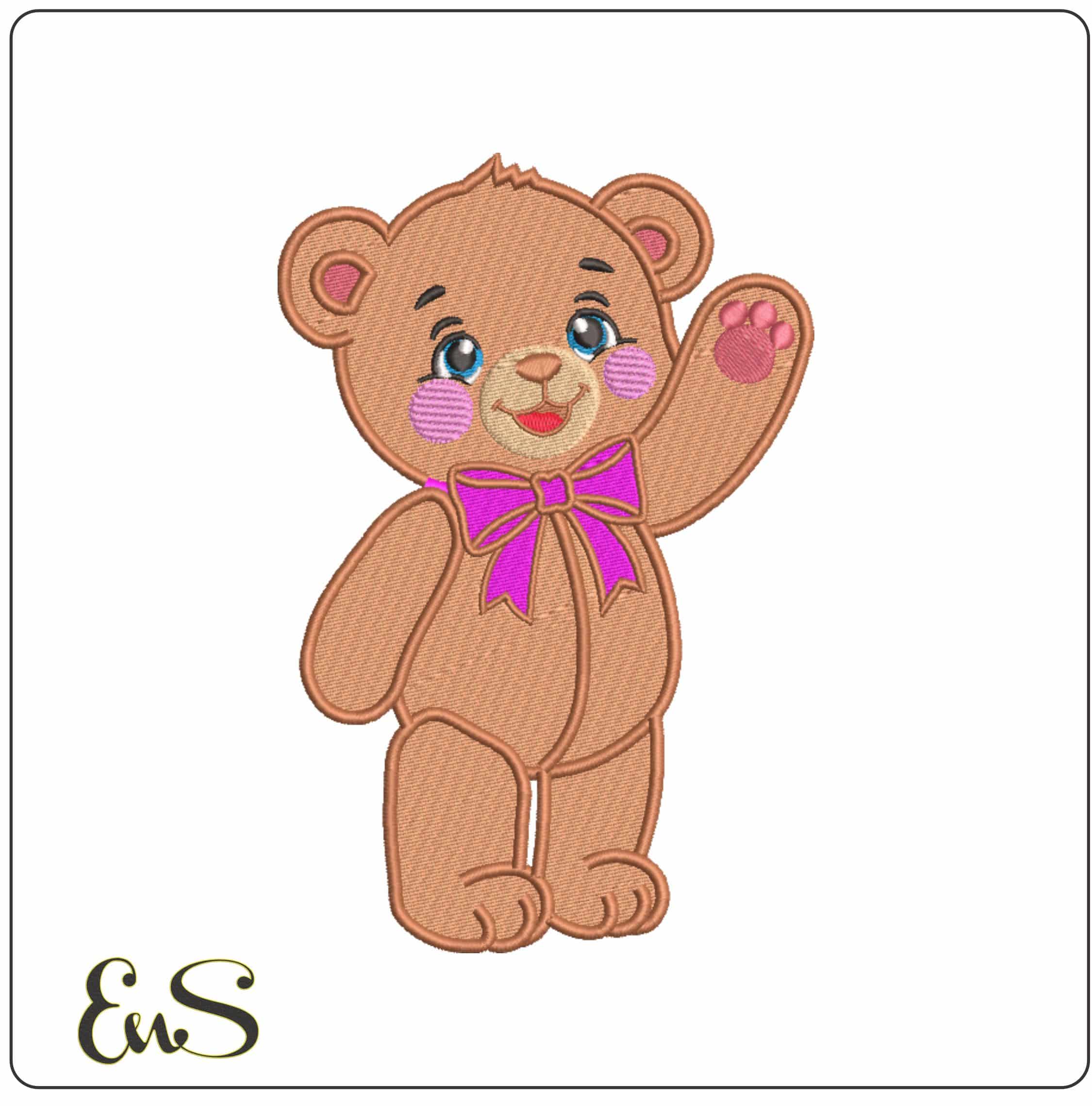 Girl Teddy Bear - Elegant embroidery design file-instant download