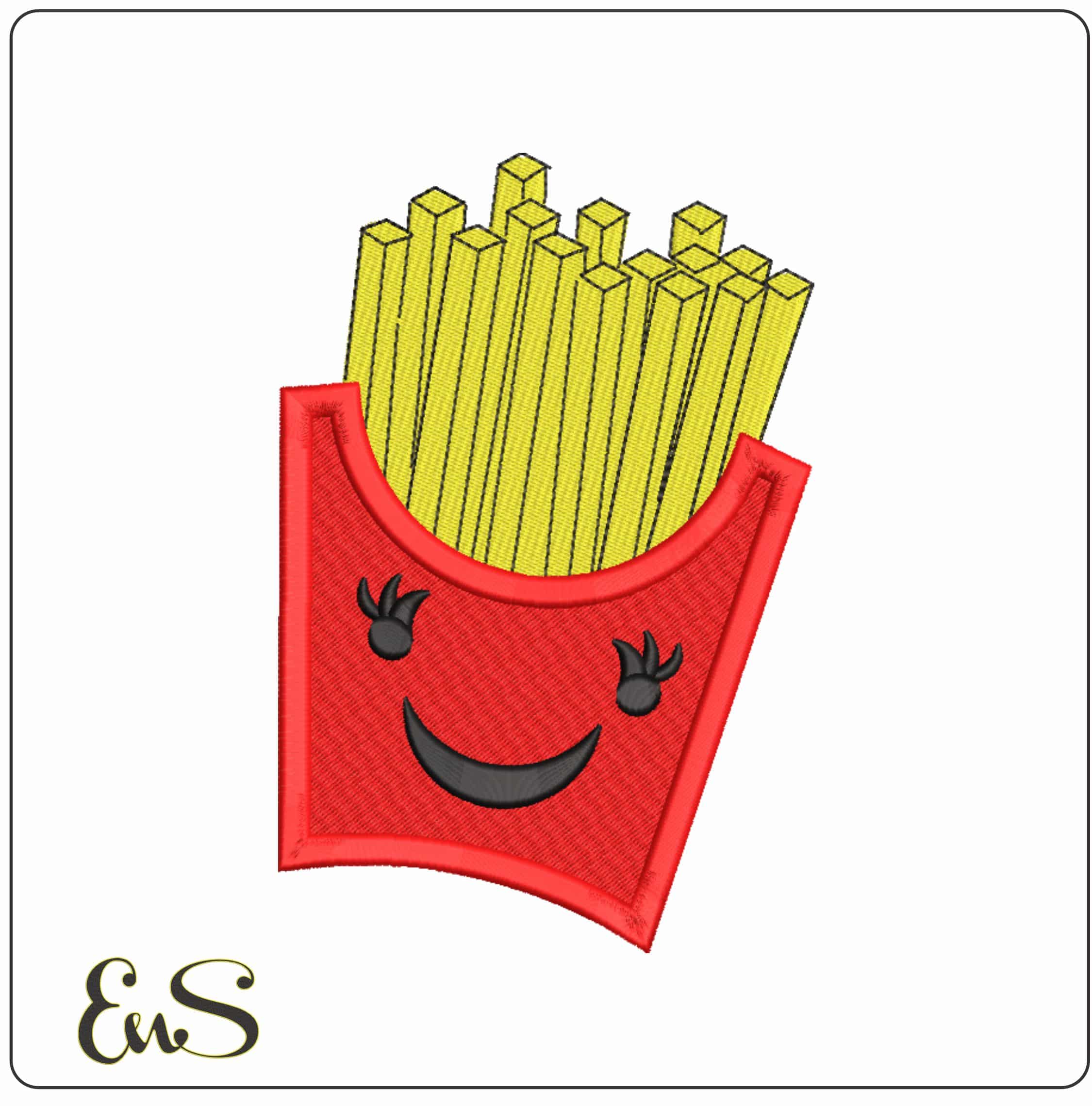 Happy Fries - Elegant embroidery design file-instant download