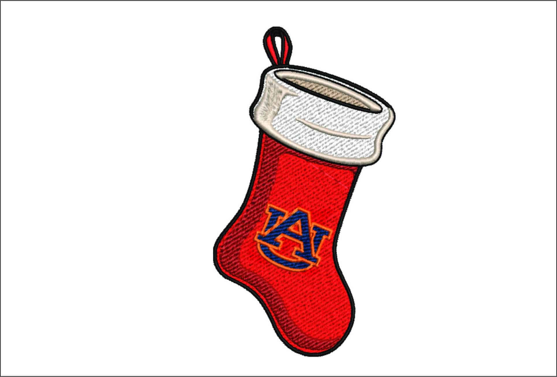 Auburn Christmas Stocking- embroidery file - instant download in a frame