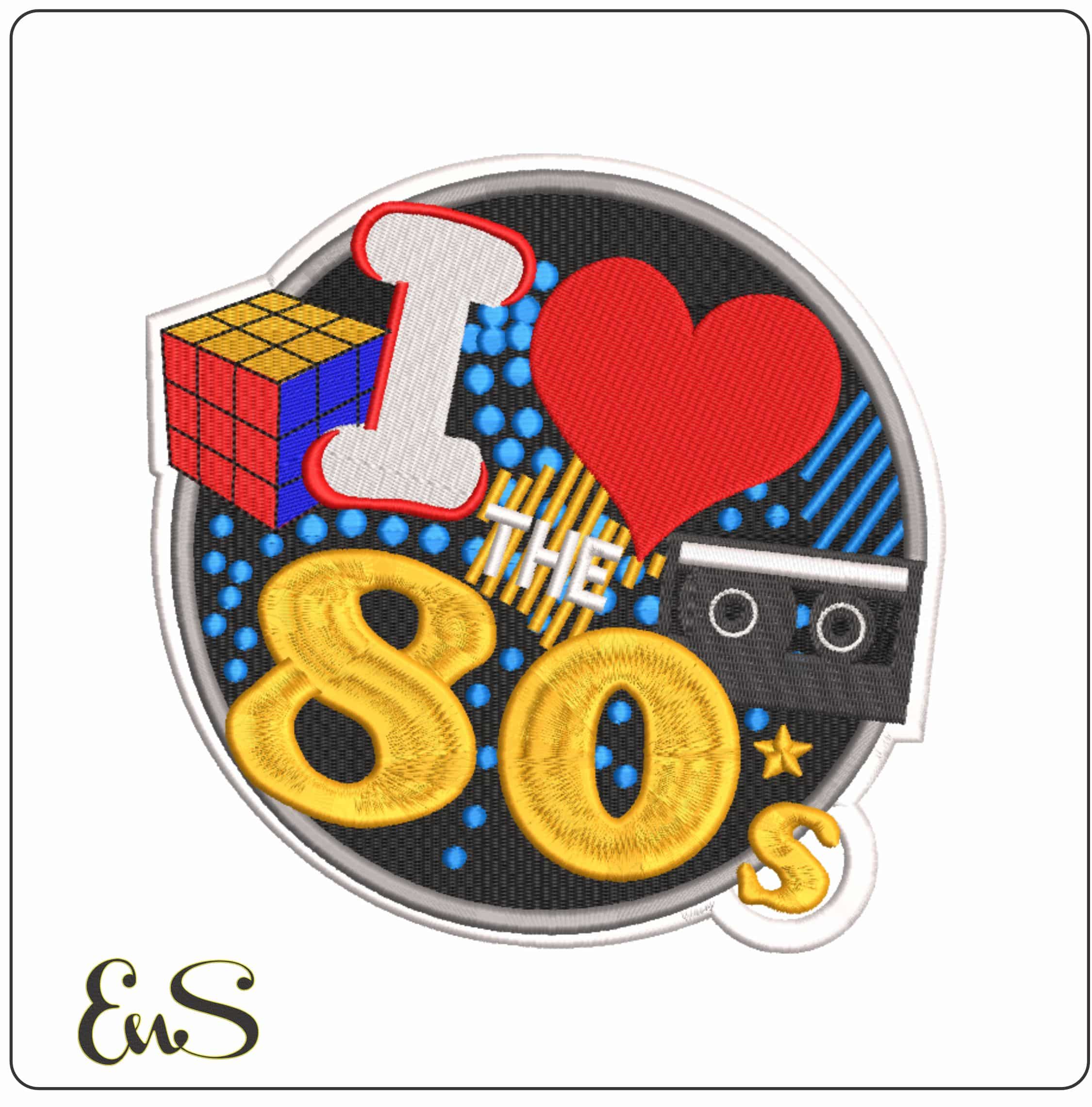 I Love the 80s patch - Elegant embroidery design file-instant download