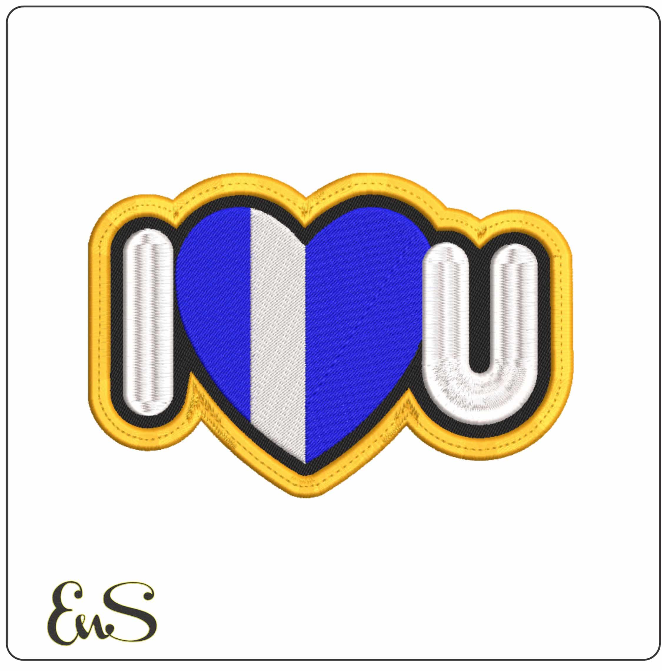 I Love U Argentina Patch  - Elegant embroidery design file-instant download