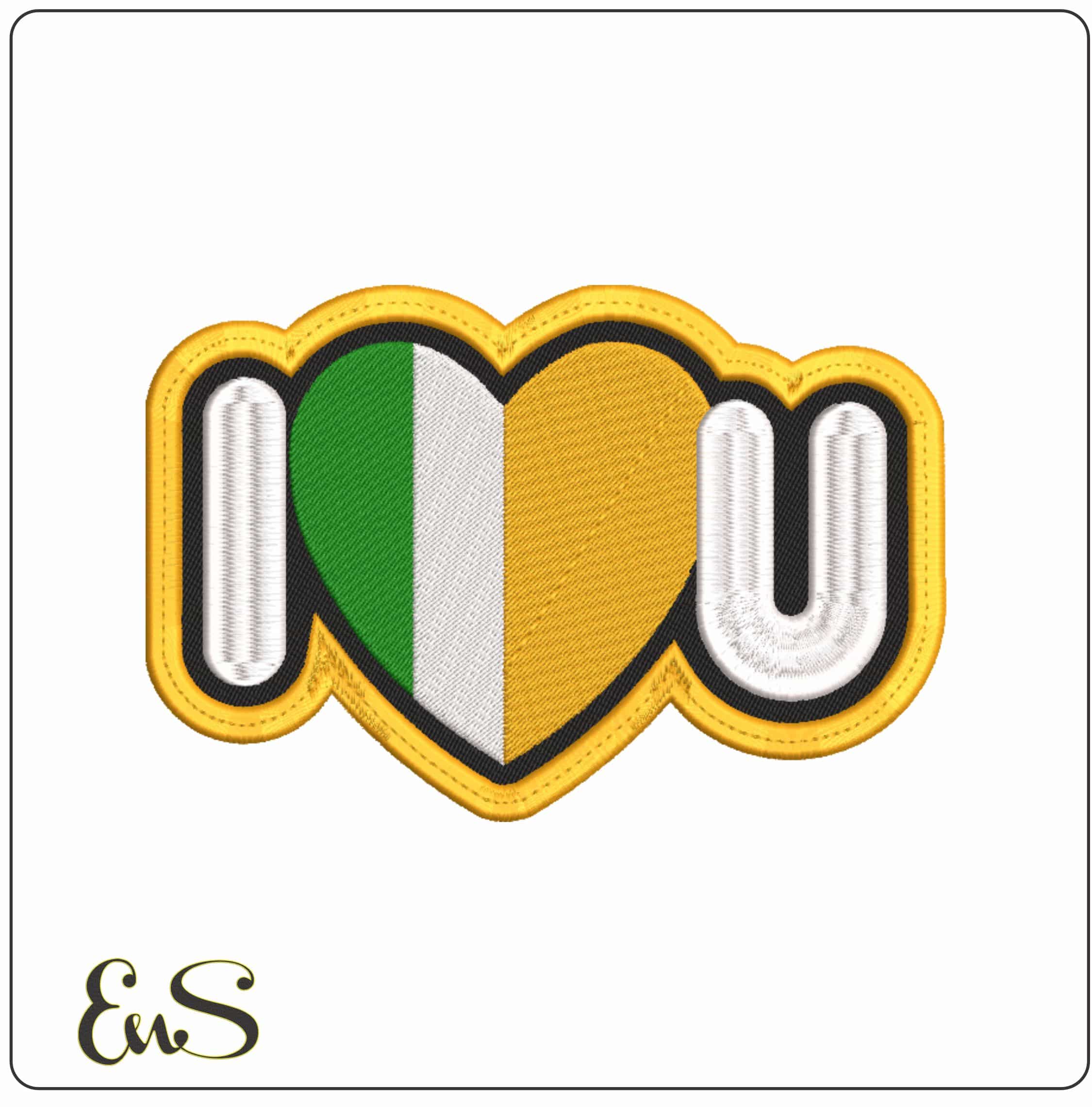 I Love U Ireland Patch  - Elegant embroidery design file-instant download