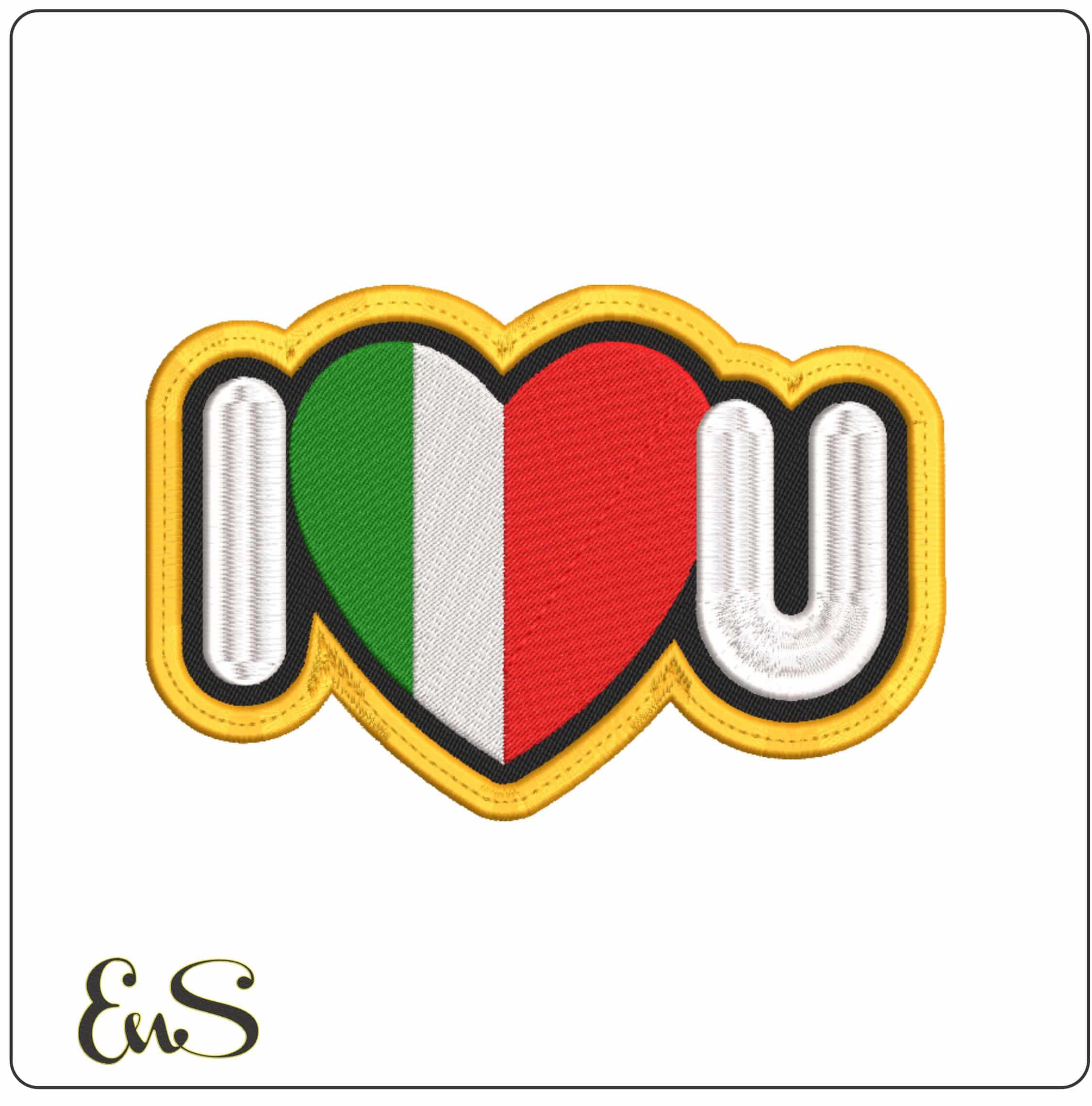 I Love U Italy Patch - Elegant embroidery design file-instant download