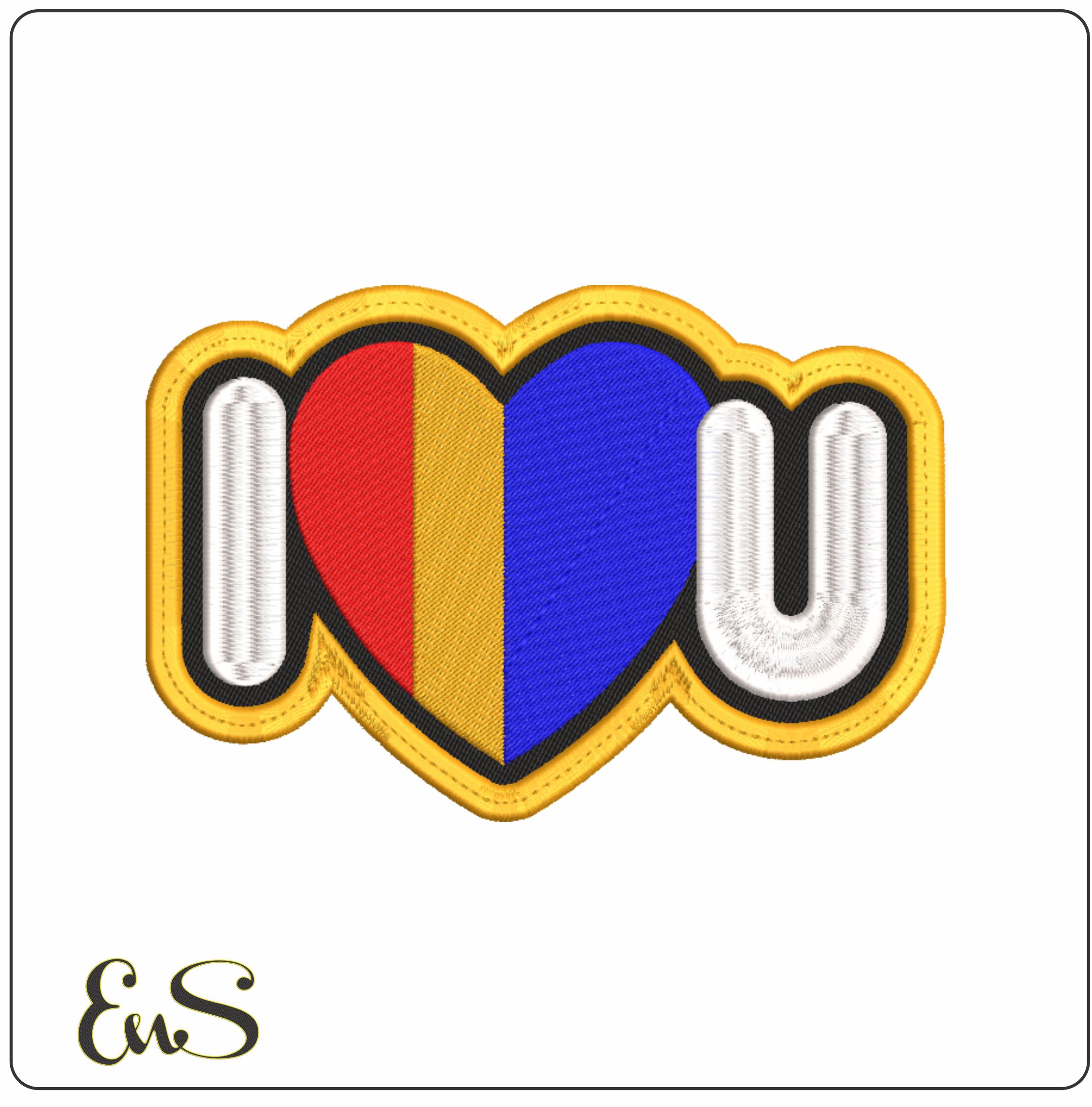 I Love U Patch  - Elegant embroidery design file-instant download
