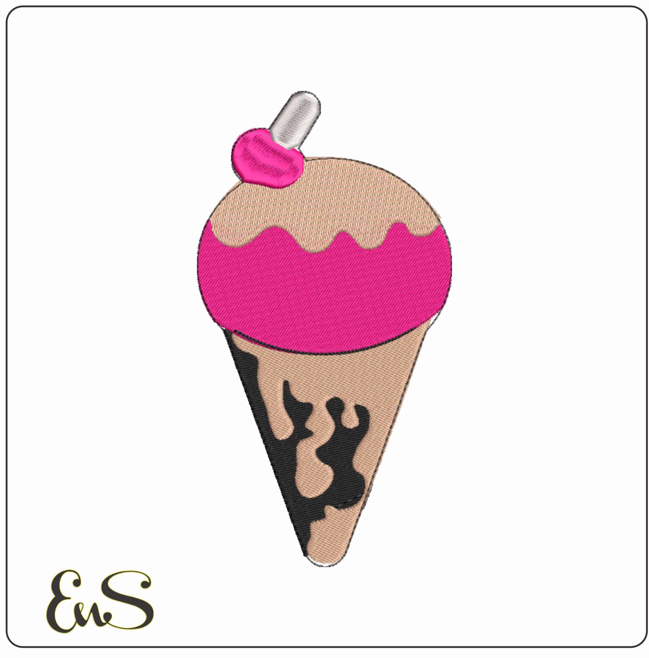 Ice Cream Cone - Elegant embroidery design file-instant download
