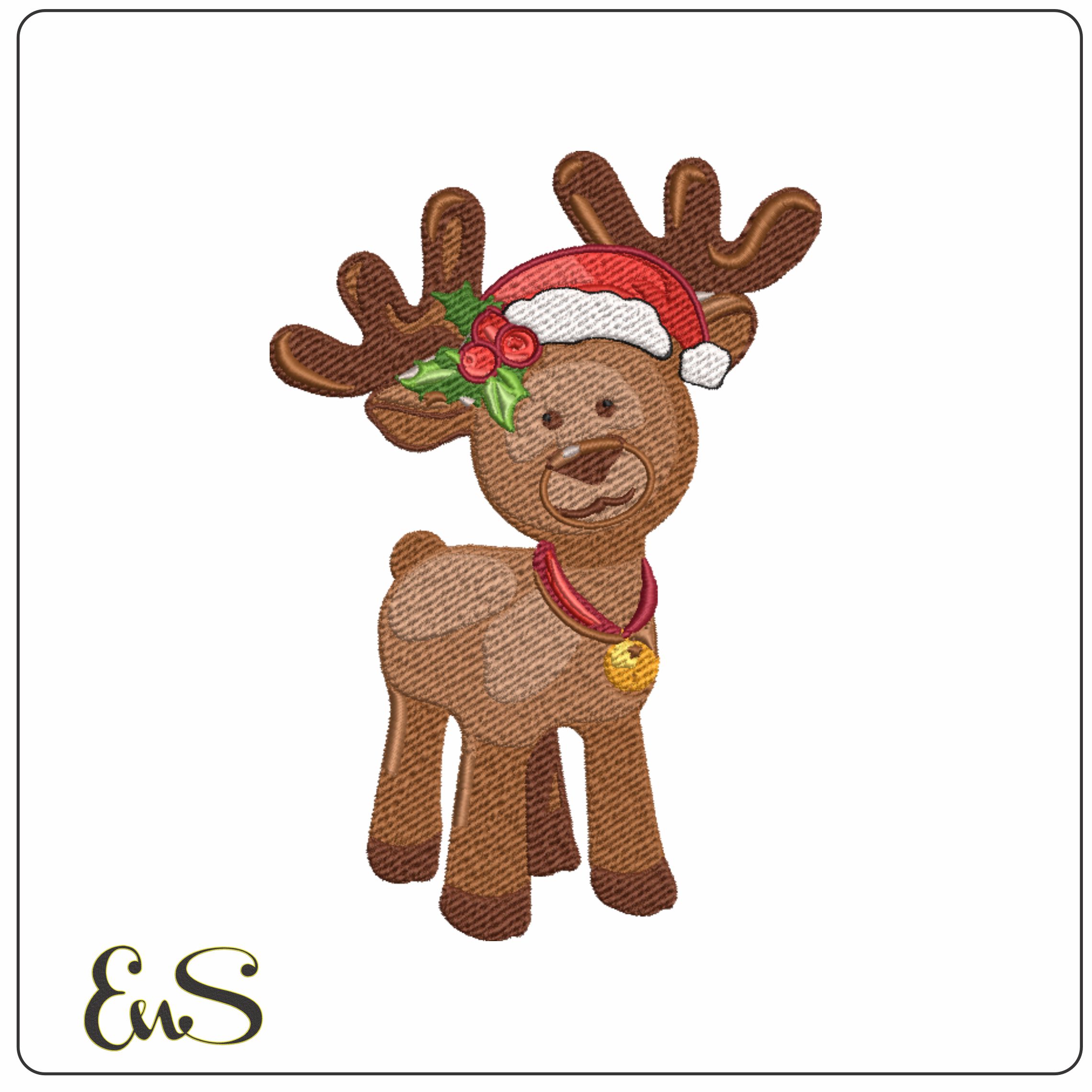 Christmas Reindeer- embroidery file - instant download in a frame