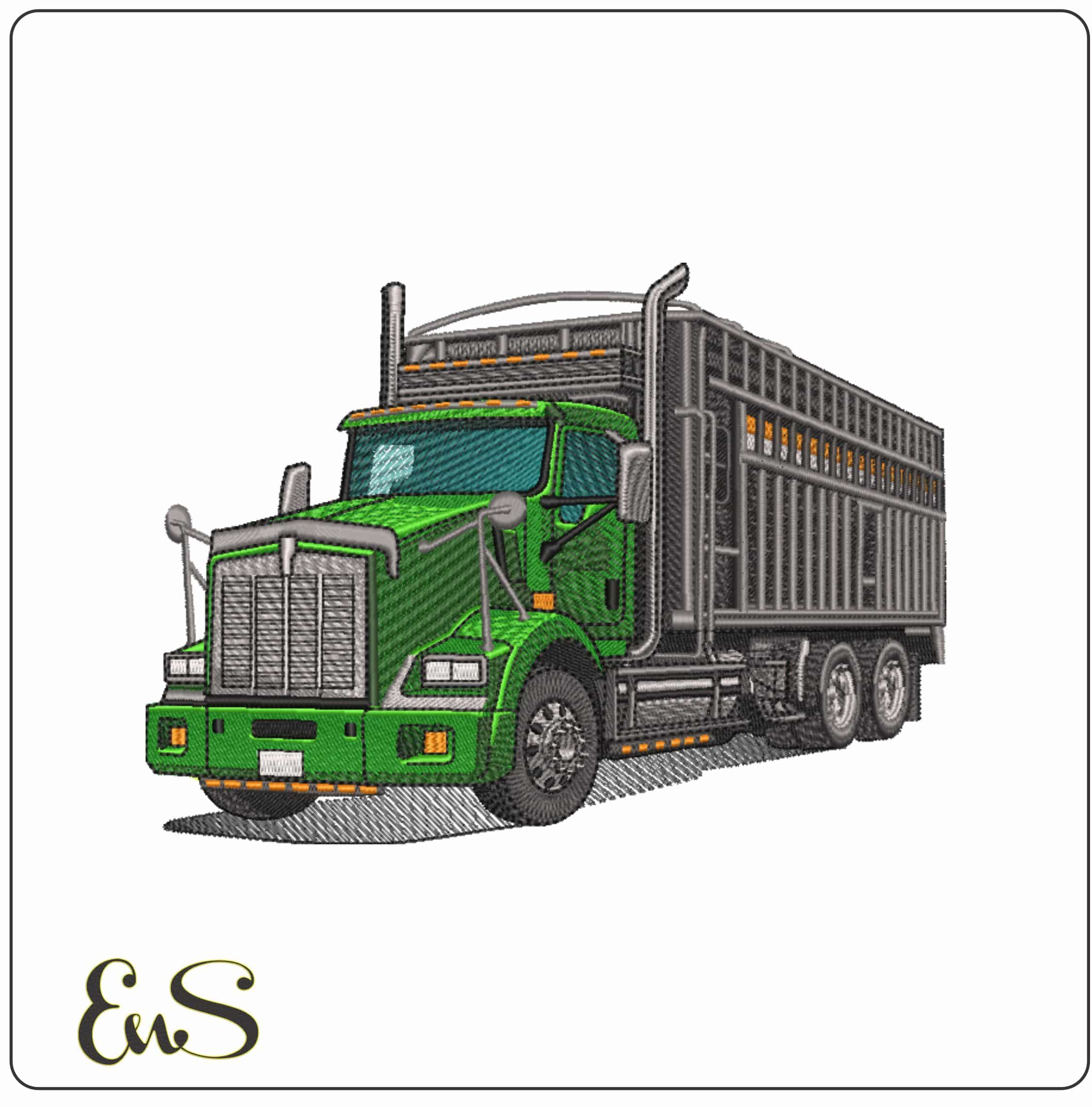 Kenworth Cattle Truck  - Elegant embroidery design file-instant download
