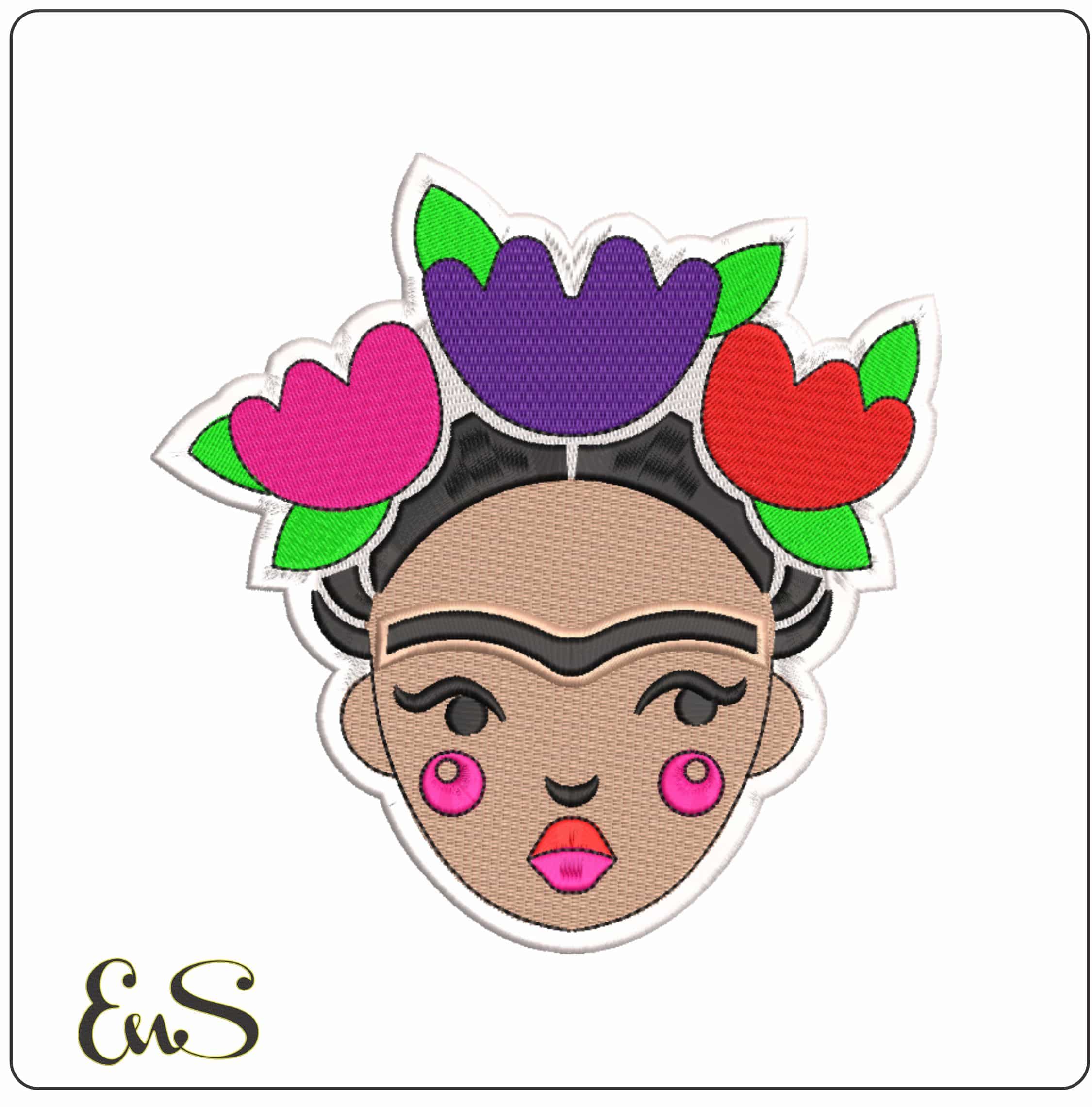 Mexican Lady with Flowers in Hair - Elegant embroidery design file-instant download