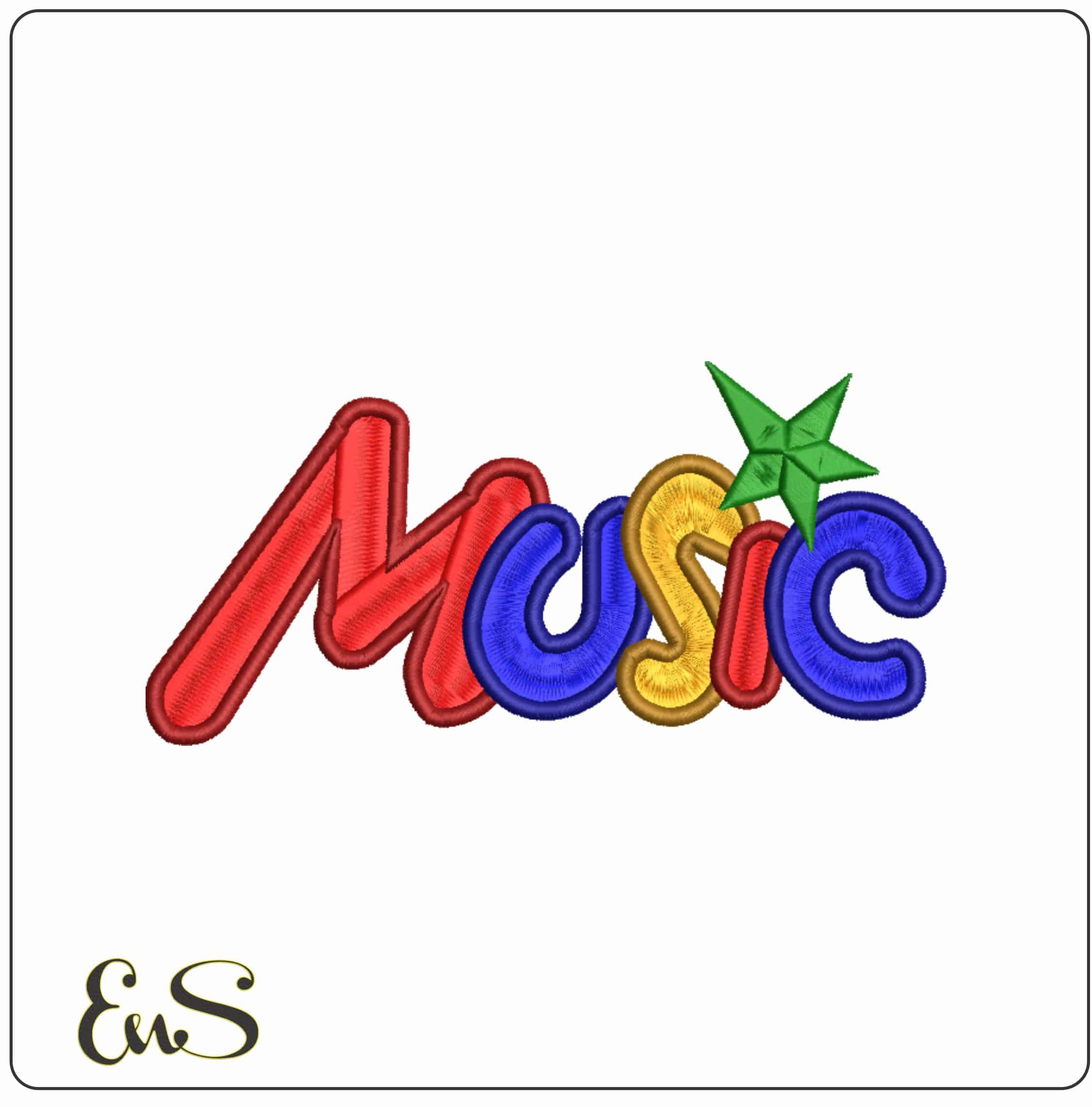 Music Star - Elegant embroidery design file-instant download