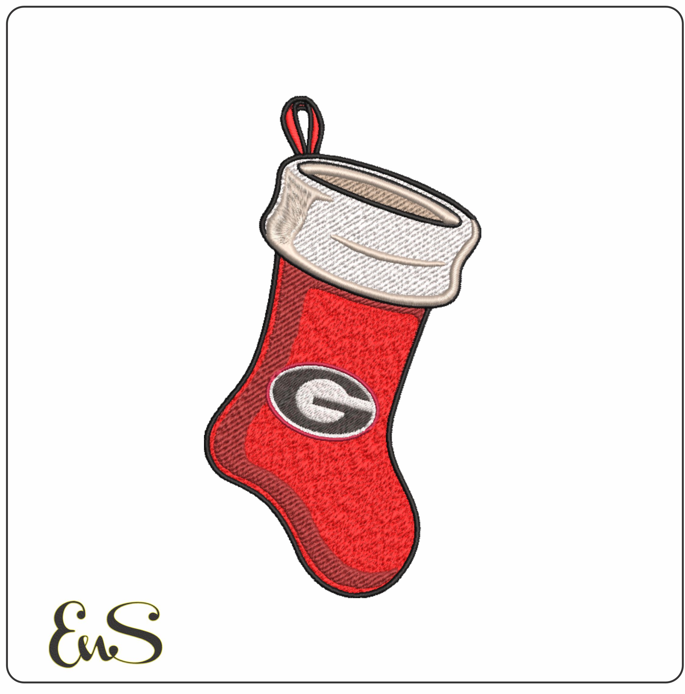 Georgia Athletics Christmas Stocking- embroidery file - instant download in a frame