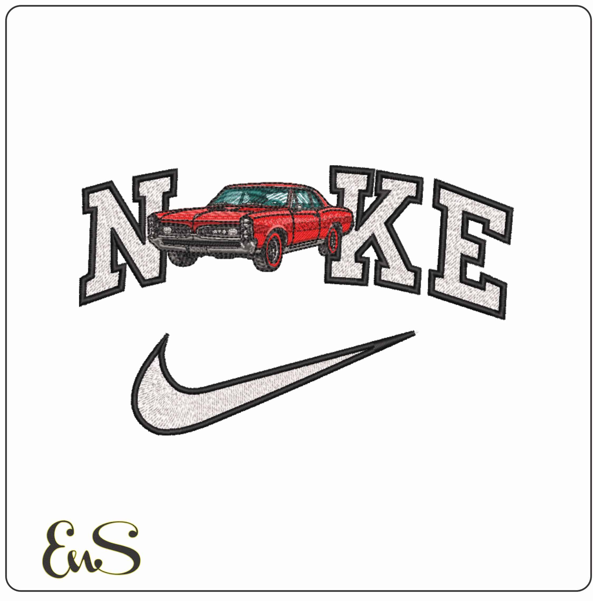 Nike 1967 Pontiac GTO - Elegant embroidery design file-instant download