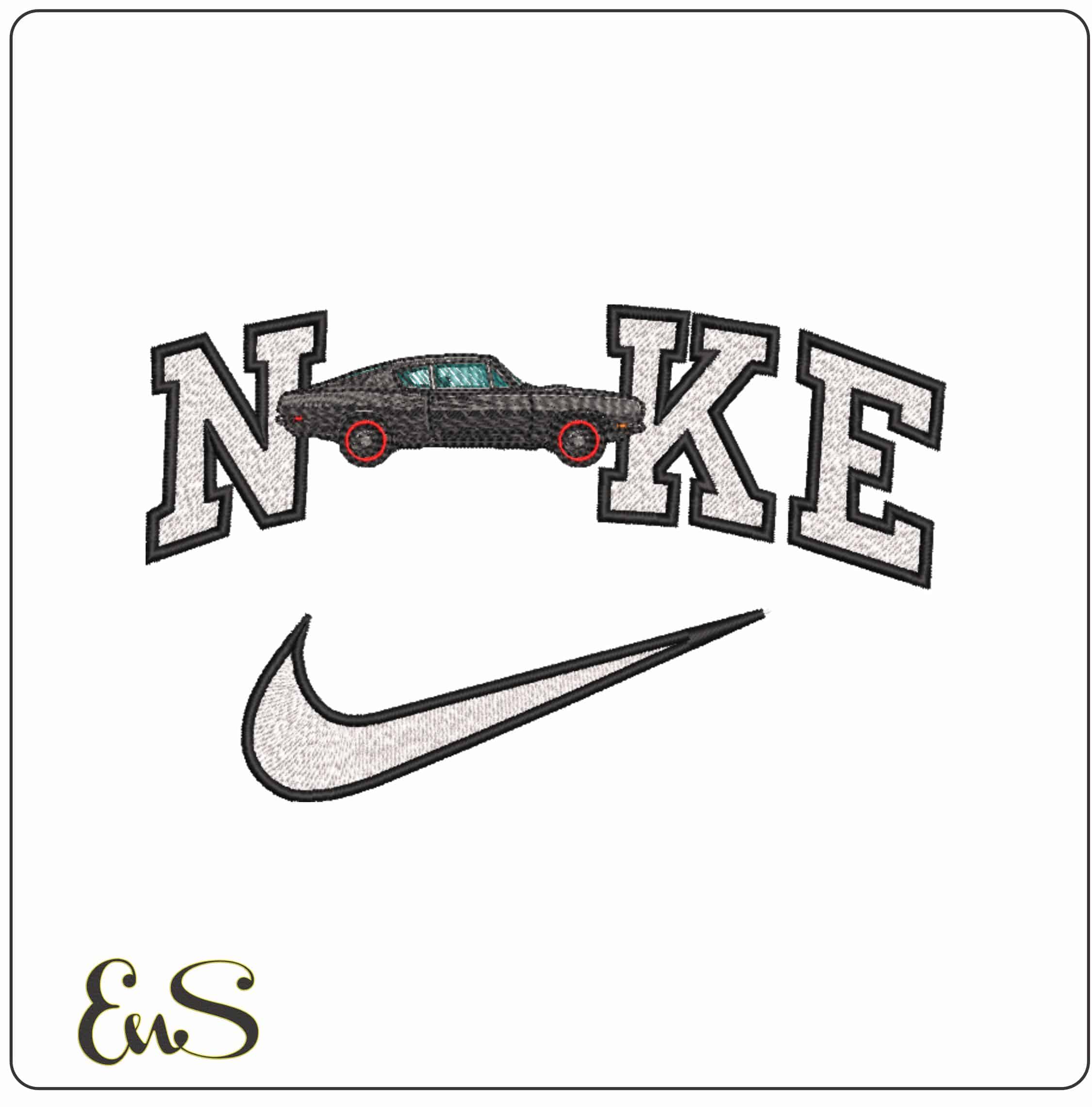 Nike 1969 Plymouth Baracuda - Elegant embroidery design file-instant download