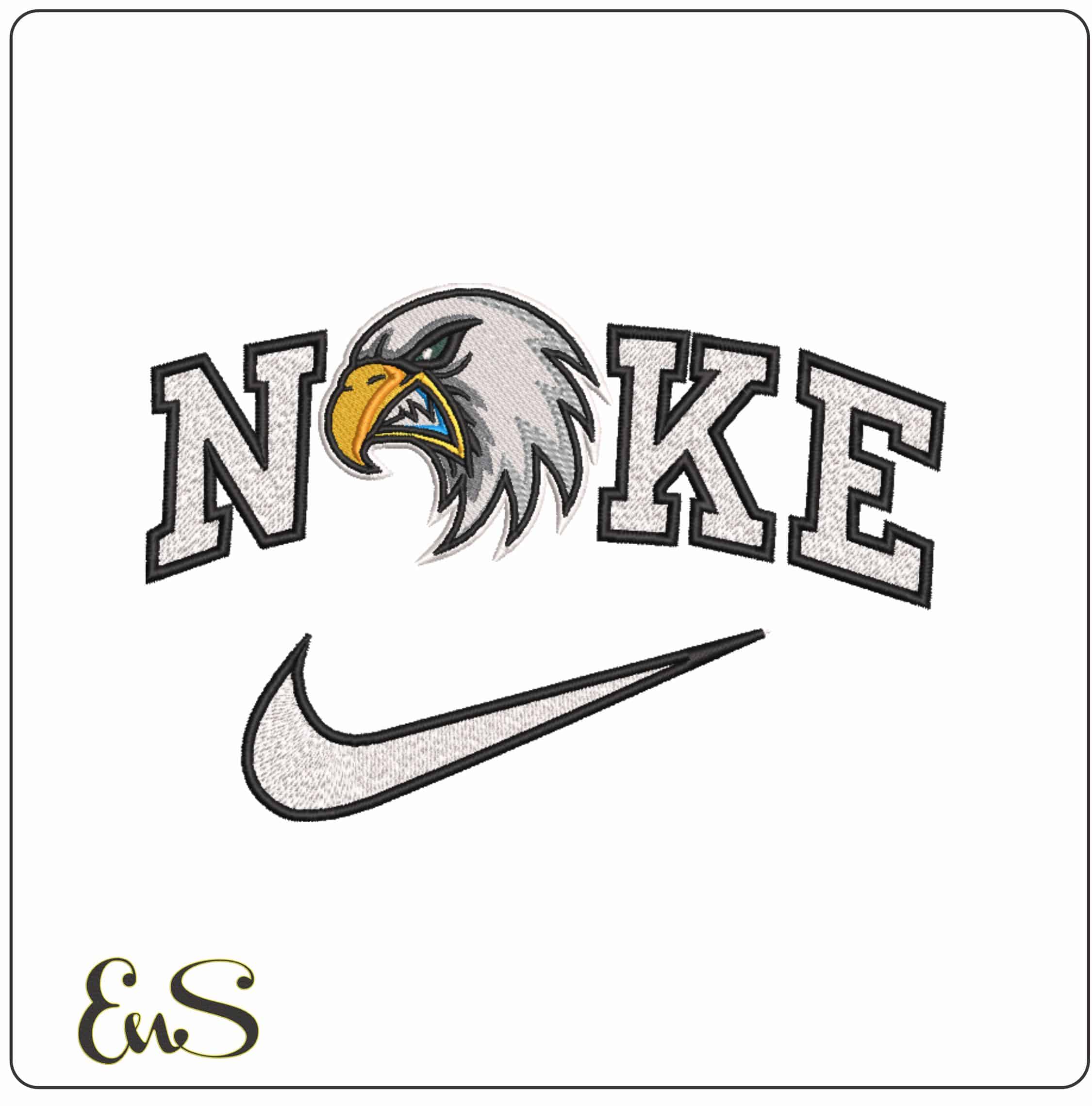 Nike Angry Eagle Head - Elegant embroidery design file-instant download