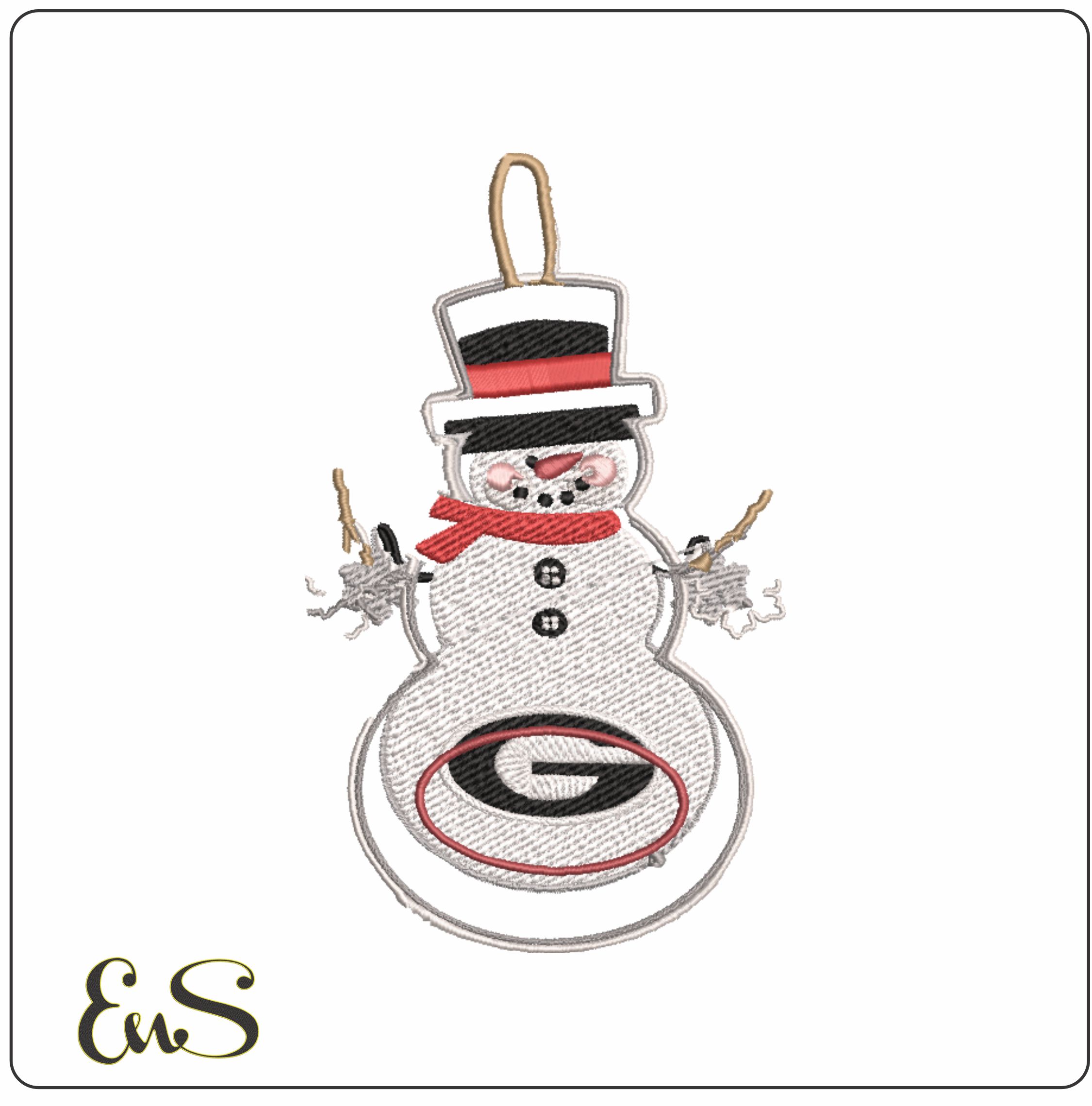 Georgia Snowman Christmas - embroidery file - instant download in a frame
