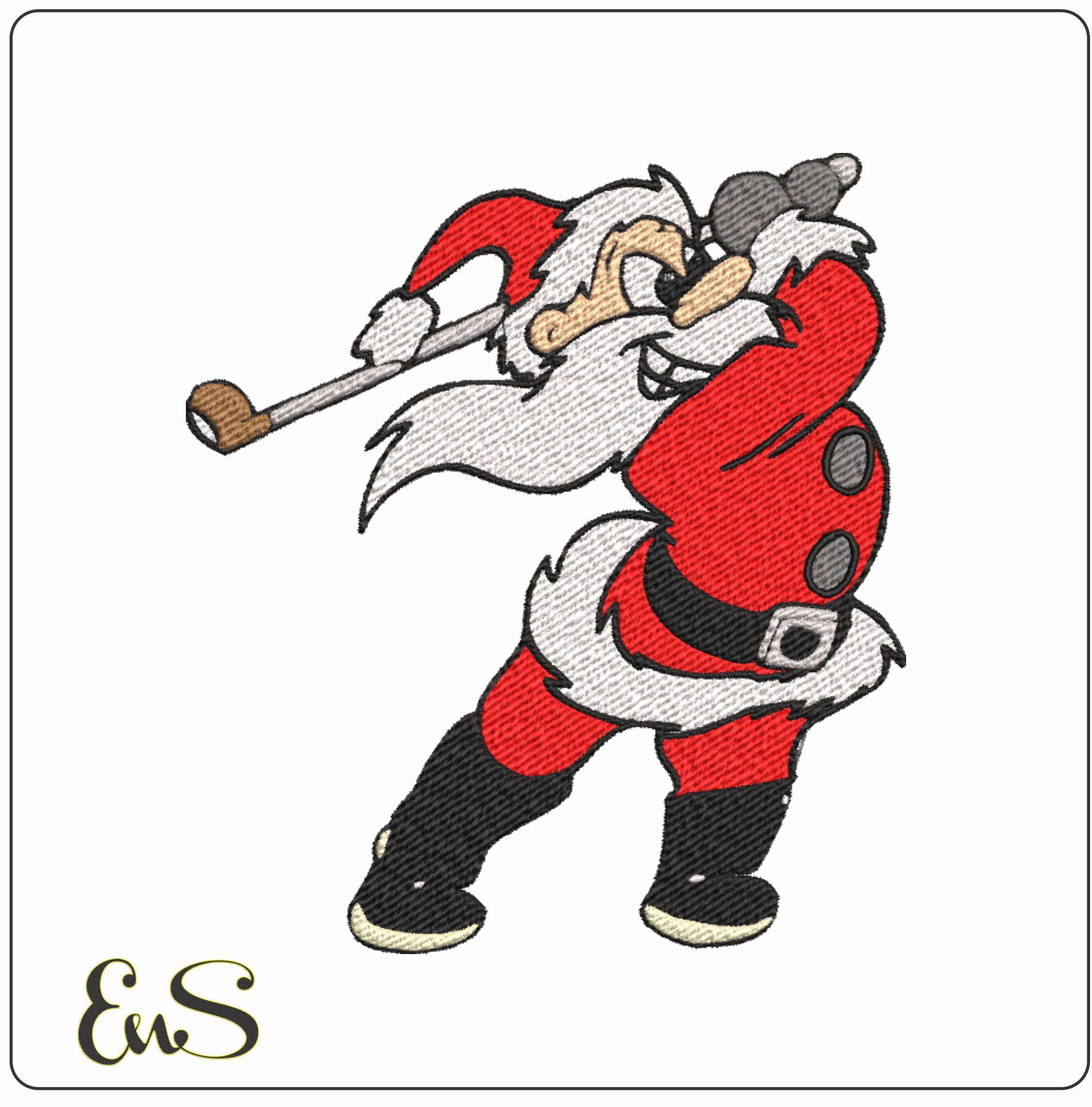 Golf Santa Christmas - embroidery file - instant download in a frame