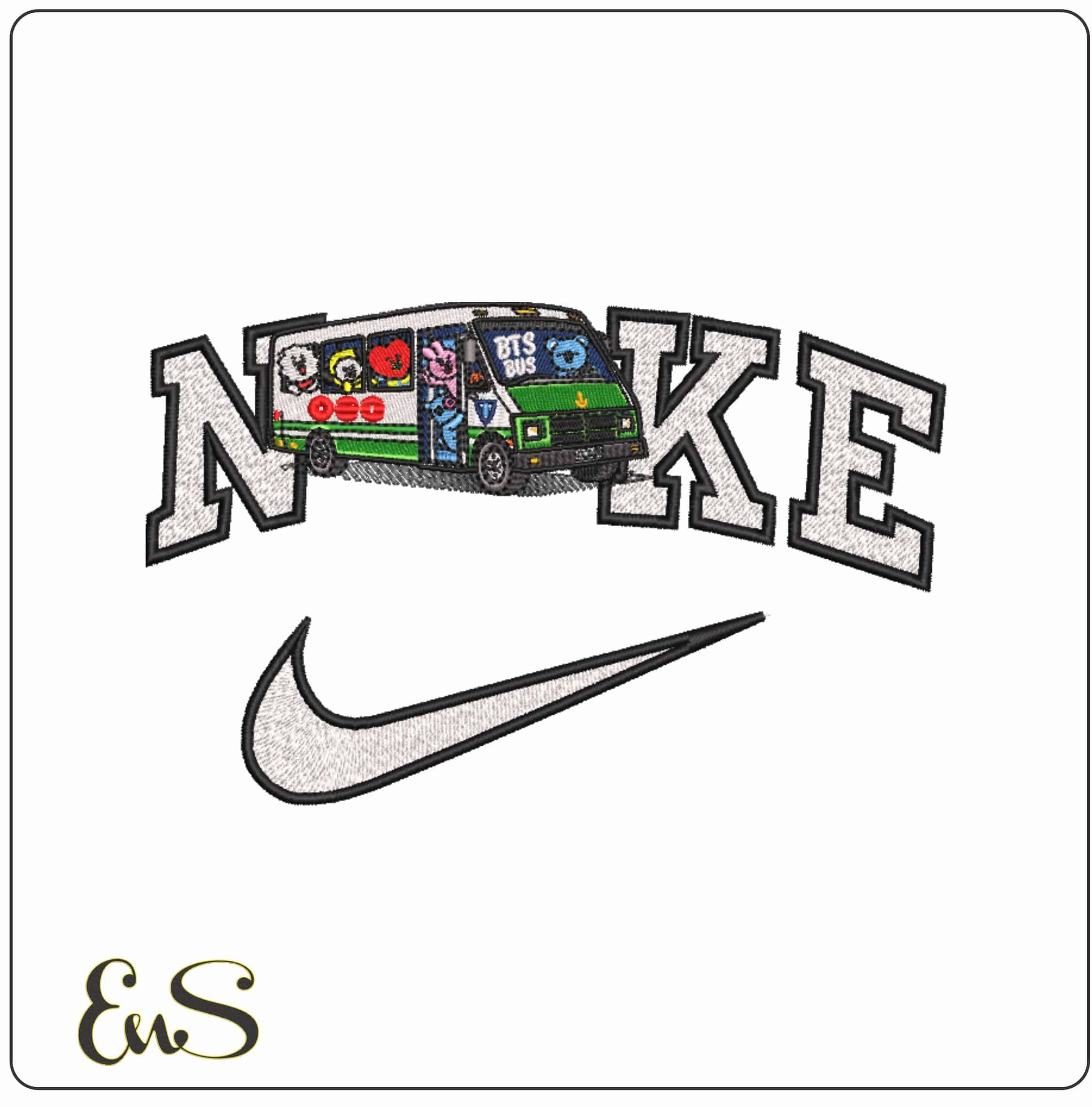 Nike BTS Bus - Elegant embroidery design file-instant download