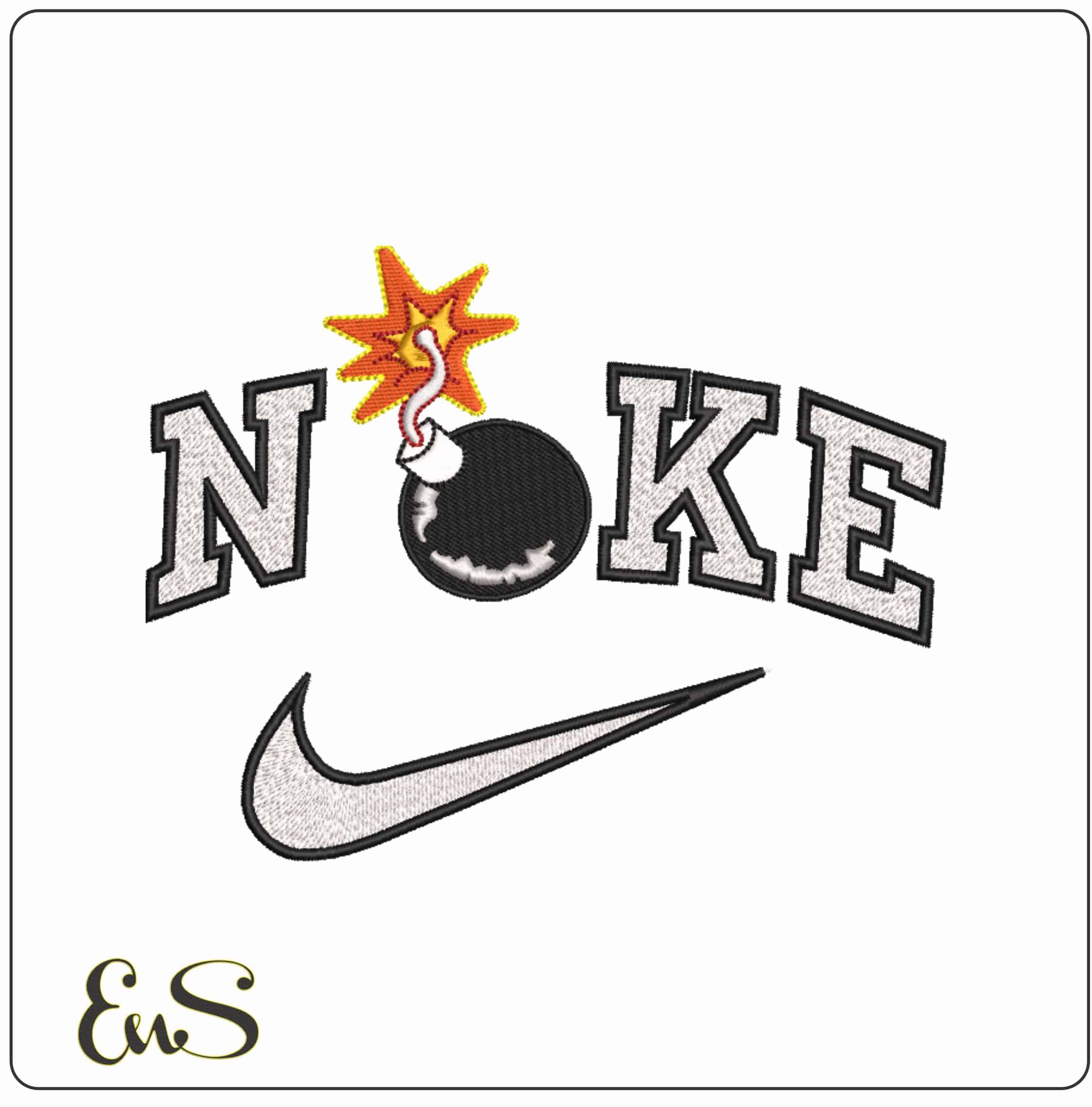Nike Cartoon Bomb - Elegant embroidery design file-instant download