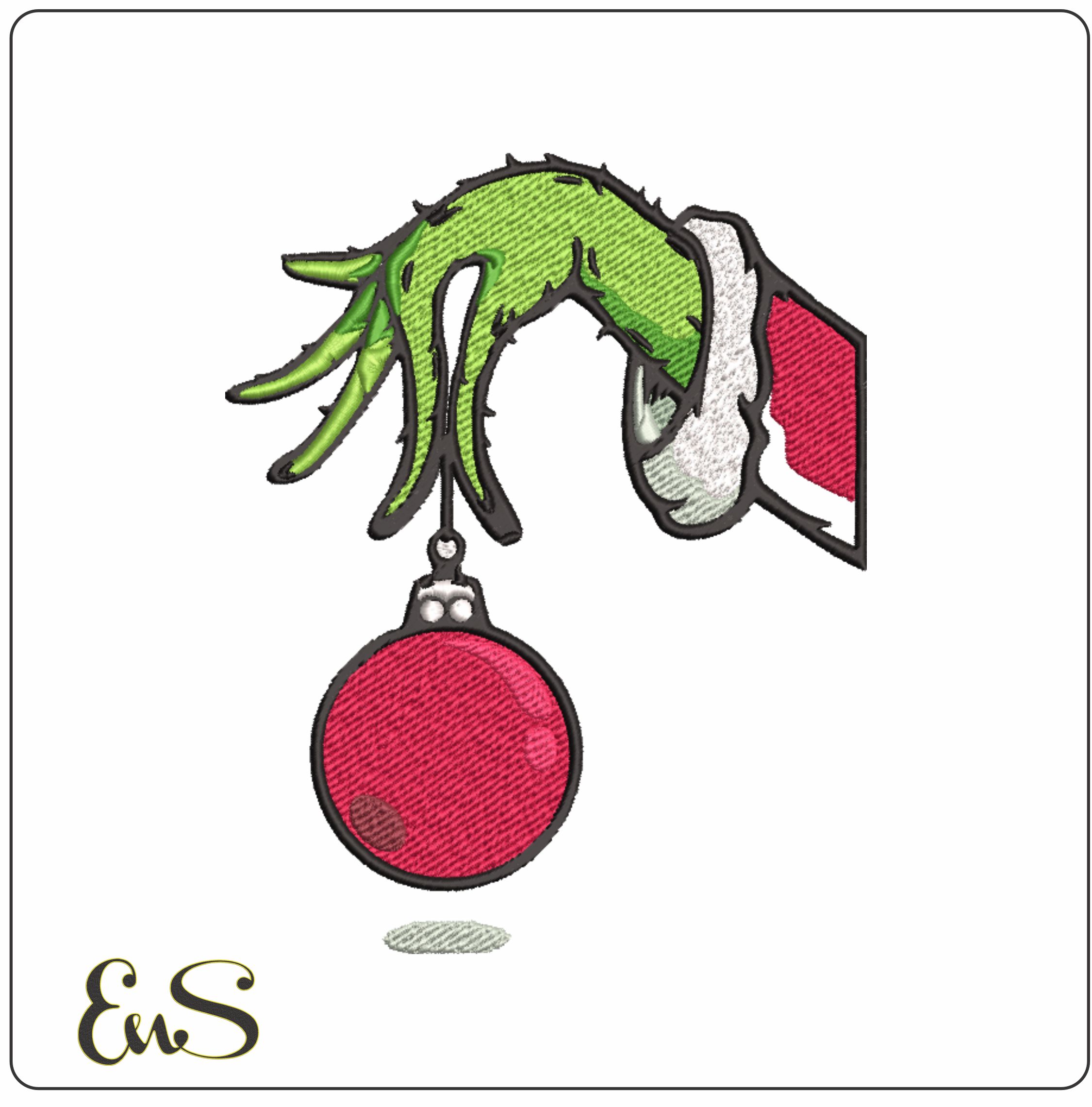 Grinch Hand Christmas - embroidery file - instant download in a frame