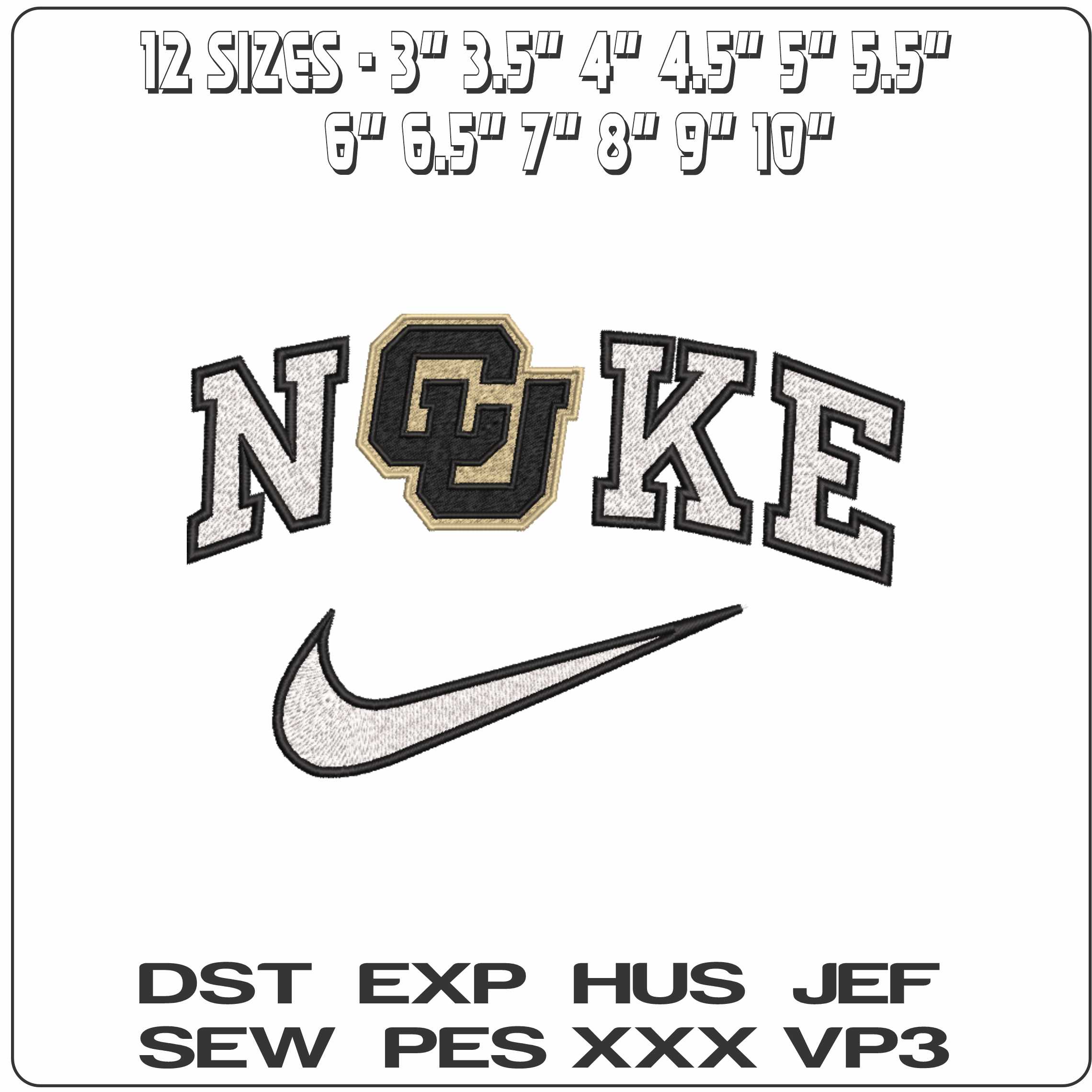 Nike Colorado Buffaloes Alternative University - Elegant embroidery design file-instant download
