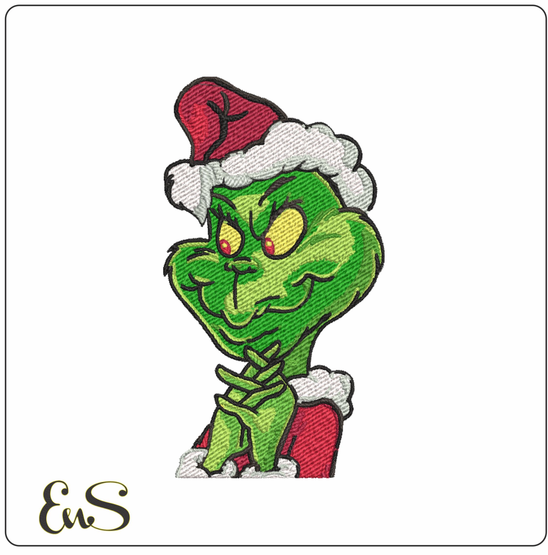 Grinch Christmas Hat- embroidery file - instant download in a frame