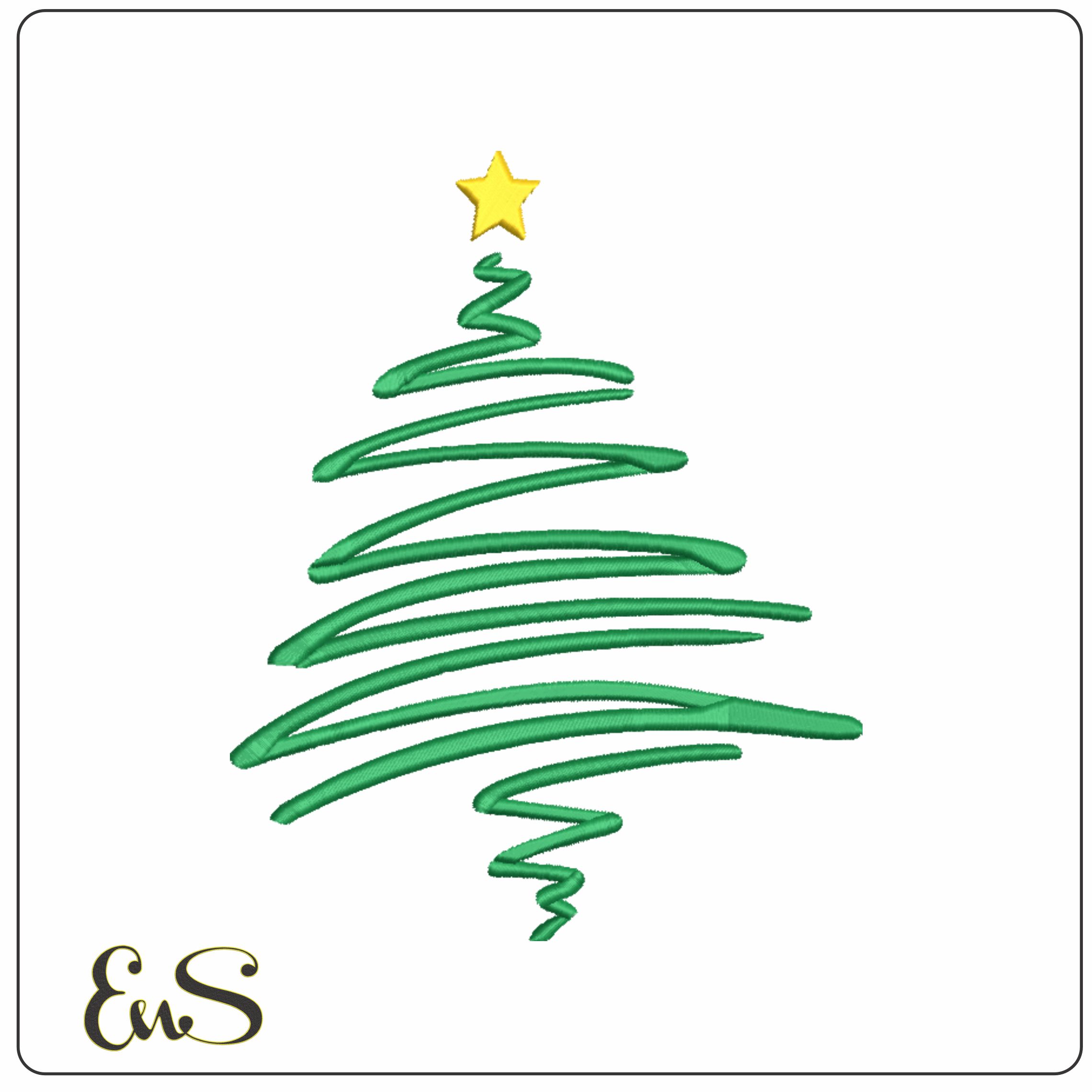 Line Christmas Tree- embroidery file - instant download in a frame