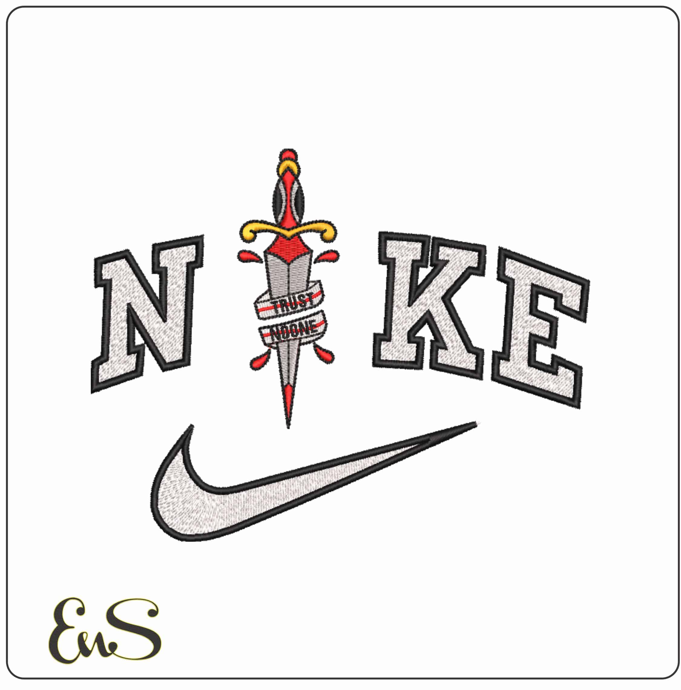 Nike Dagger Trust No One - Elegant embroidery design file-instant download