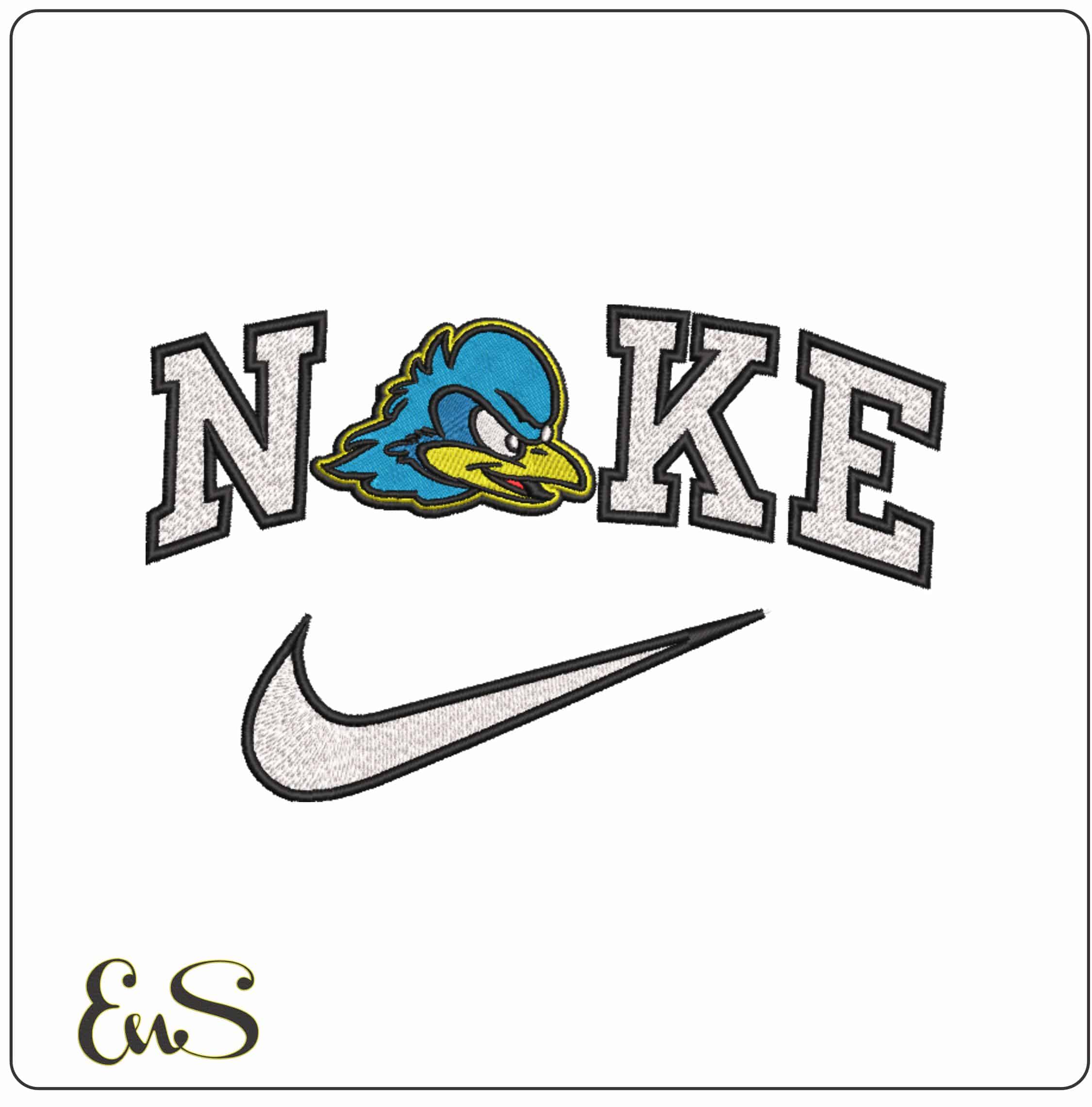 Nike Delaware Blue Hens Head 2009 to 2018 University - Elegant embroidery design file-instant download