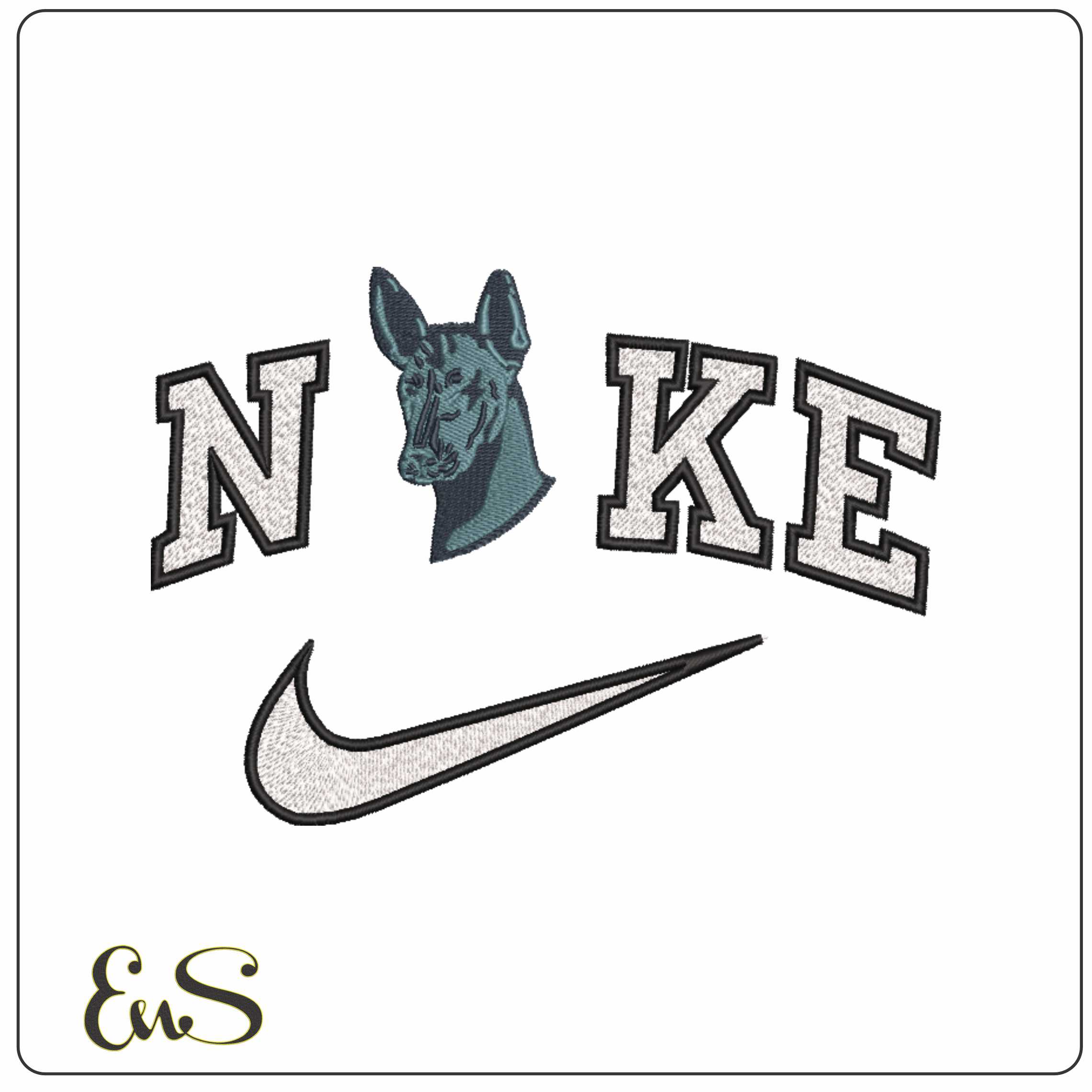 Nike Doberman Head - Elegant embroidery design file-instant download