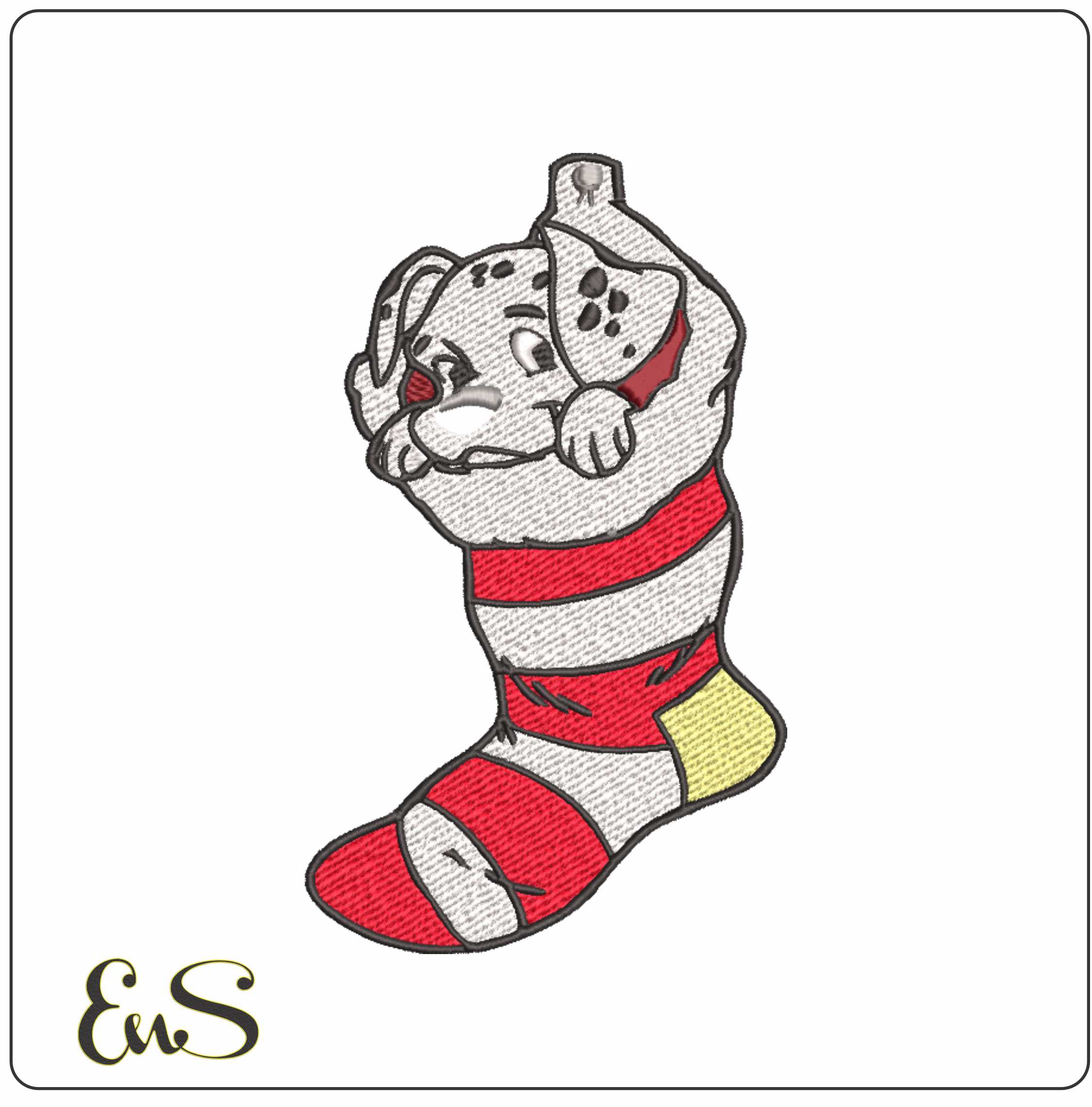 Stocking Dalmatian Christmas- embroidery file - instant download in a frame
