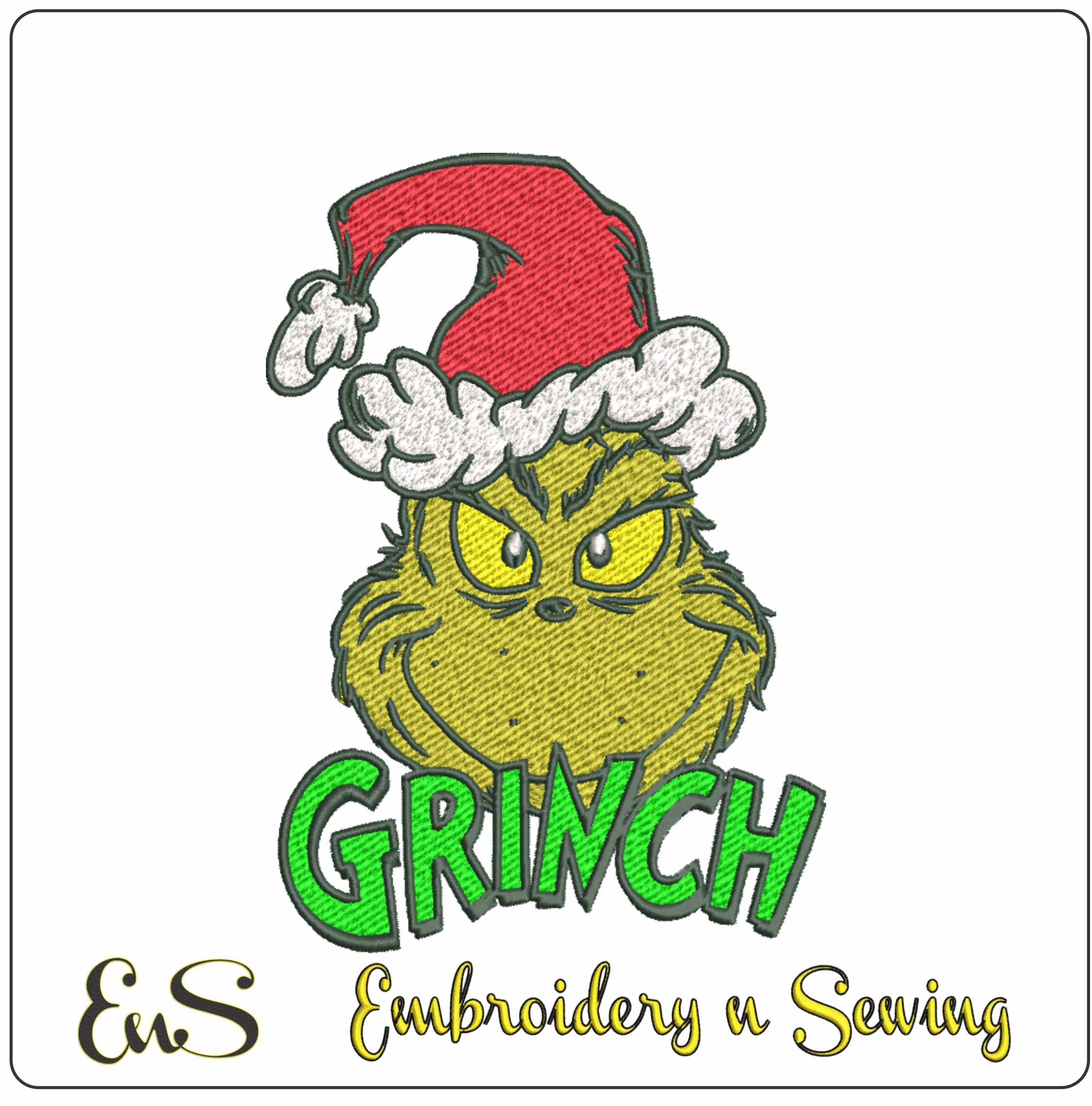 The Grinch Christmas Hat- embroidery file - instant download in a frame